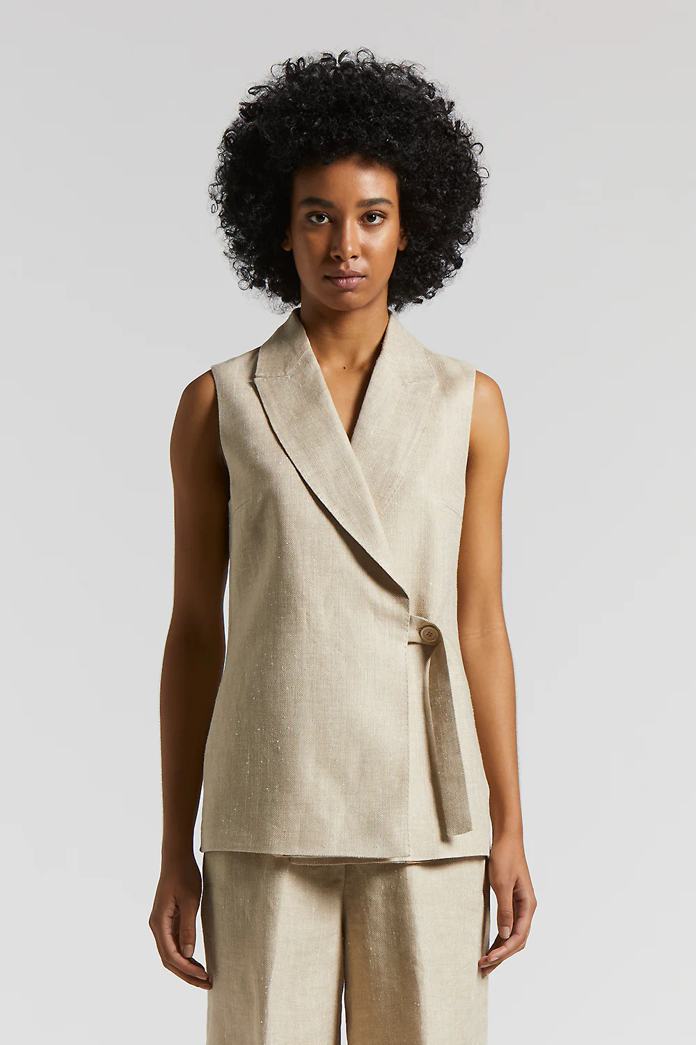 Peserico Damen Leinenweste Beige BEIGE Bild 2
