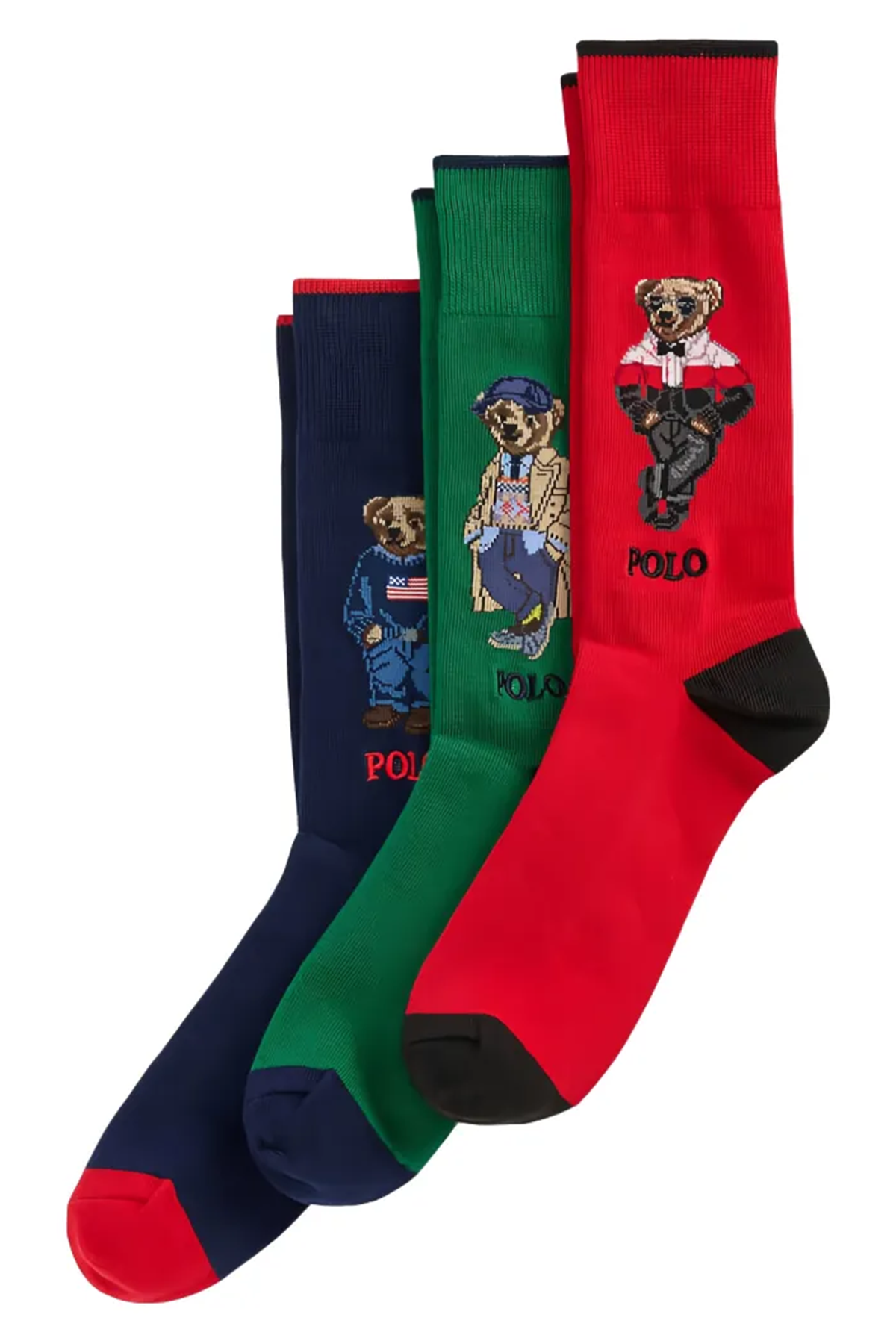 Polo Ralph Lauren Herren 3er-Pack Socken mit Polo Bär Bunt BUNT Bild 2