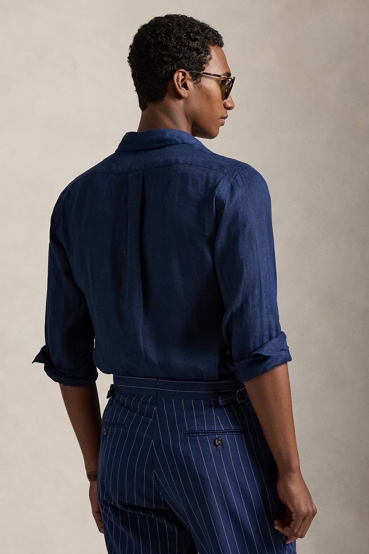 Polo Ralph Lauren Herren Custom-Fit Leinenhemd Navy NEWPORT NAVY W/ WHITE PP Bild 4