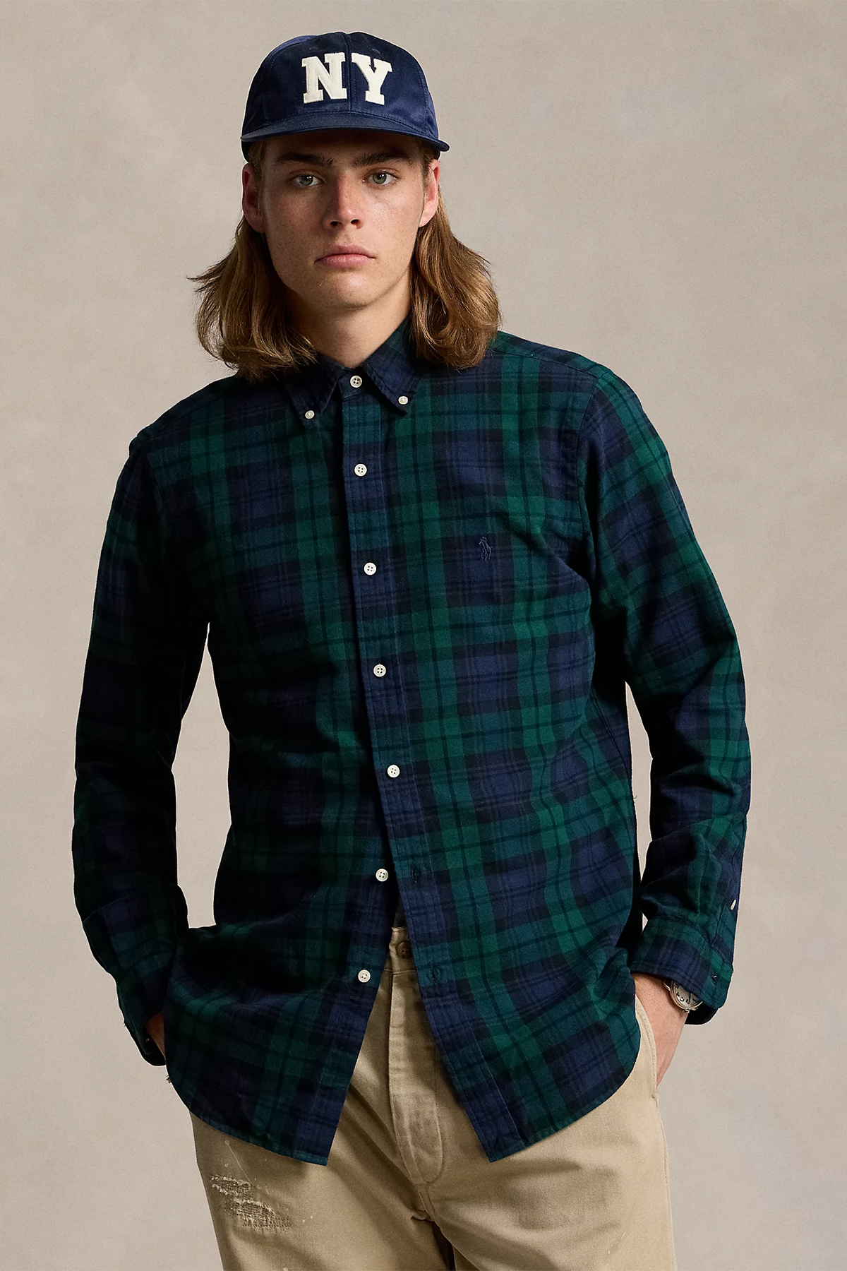 Polo Ralph Lauren Herren Custom-Fit Oxfordhemd Navy/Green Multi 5753 NAVY/GREEN MULTI Bild 3