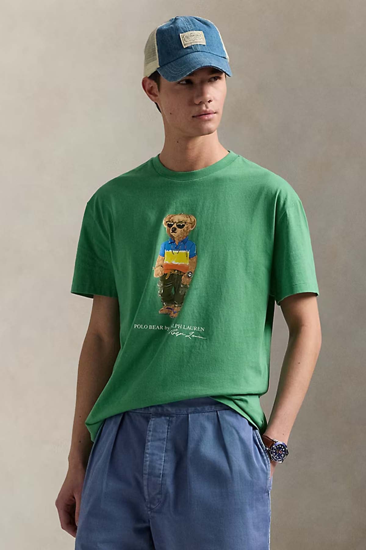 Polo Ralph Lauren Herren Jersey-T-Shirt mit Polo Bear Raft Green GRÜN Bild 2