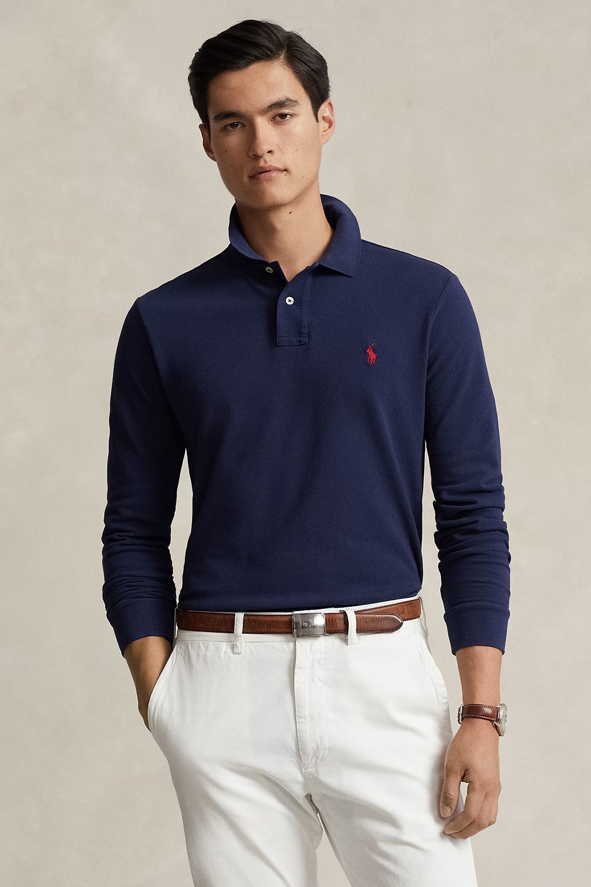 Polo Ralph Lauren Herren Langarm Poloshirt Newport Navy NEWPORT NAVY/C3870 Bild 2