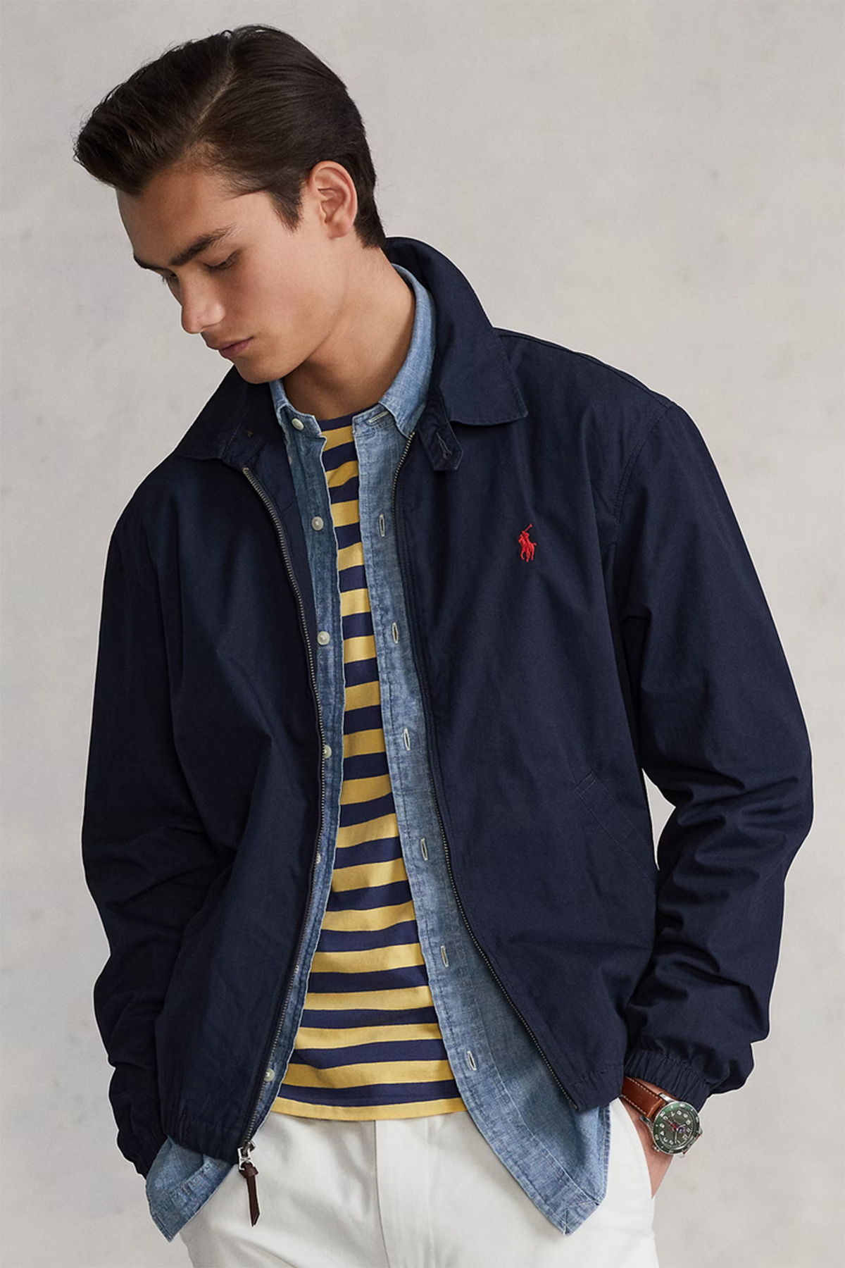 Polo Ralph Lauren Herren Popelinejacke Aviator Navy MARINE-BLAU Bild 2