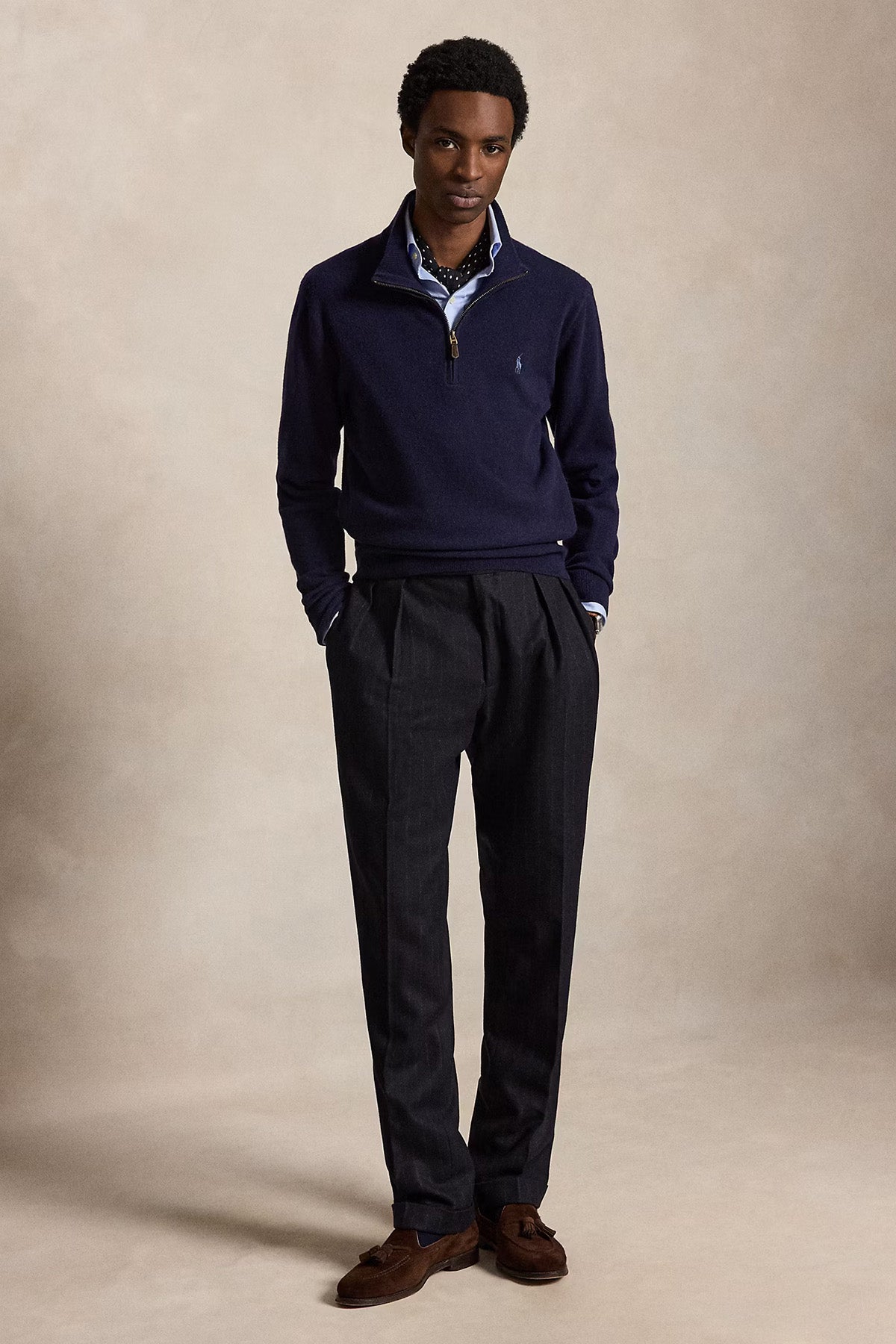 Polo Ralph Lauren Herren Quarter-Zip-Strickpullover Hunter Navy MARINE-BLAU Bild 2