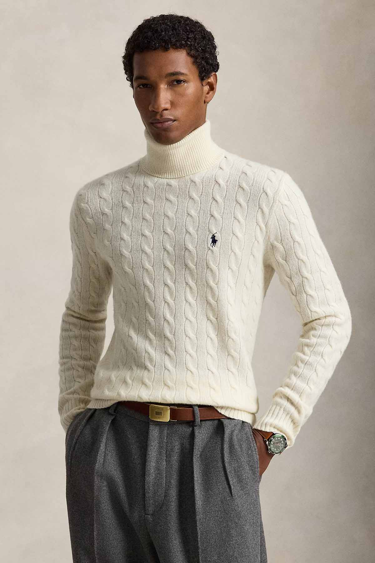 Polo Ralph Lauren Herren Rollkragenpullover mit Zopfmuster Andover Cream NATUR-WEISS Bild 2