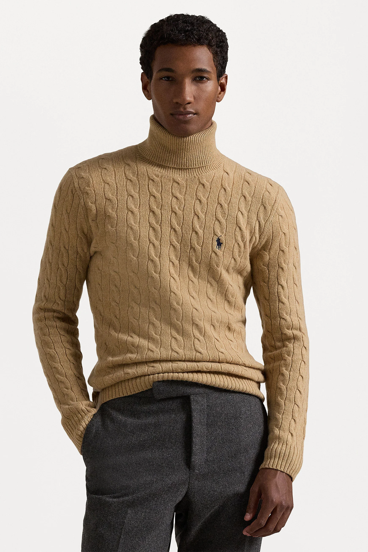 Polo Ralph Lauren Herren Rollkragenpullover mit Zopfmuster Camel Melange CAMEL MELANGE Bild 2