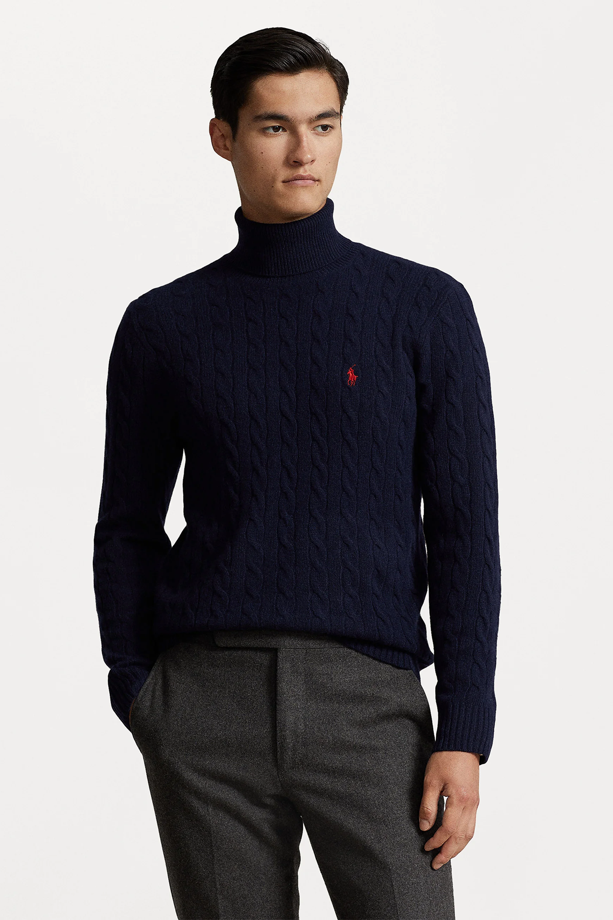 Polo Ralph Lauren Herren Rollkragenpullover mit Zopfmuster Hunter Navy HUNTER NAVY Bild 2