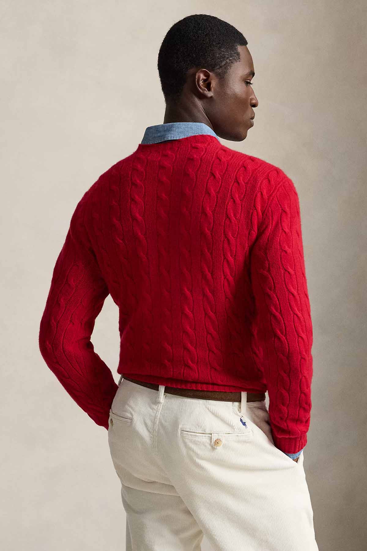 Polo Ralph Lauren Herren Strickpullover mit Zopfmuster Park-Avenue-Rot ROT Bild 3