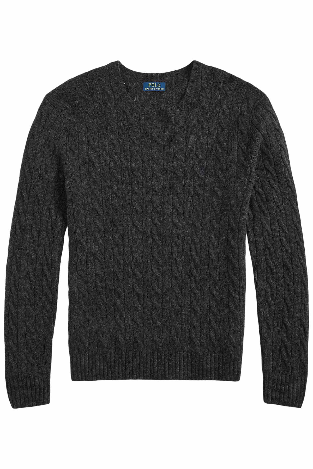 Polo Ralph Lauren Herren Strickpullover mit Zopfmuster Dark Granite Heather ANTHRAZIT GRAU Bild 1