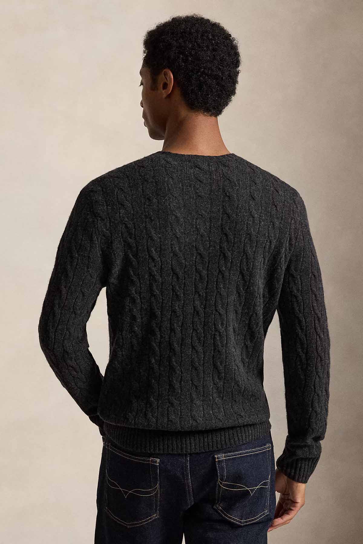 Polo Ralph Lauren Herren Strickpullover mit Zopfmuster Dark Granite Heather ANTHRAZIT GRAU Bild 3