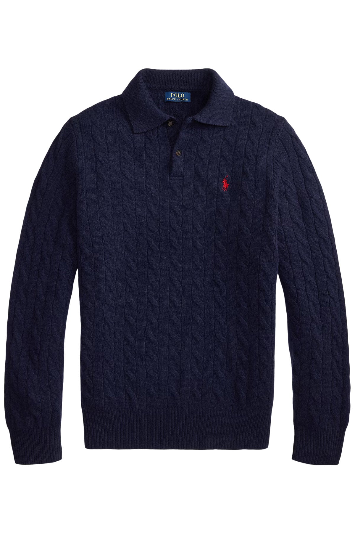 Polo Ralph Lauren Herren Strickpullover mit Zopfmuster und Kragen Hunter Navy MARINE-BLAU Bild 1