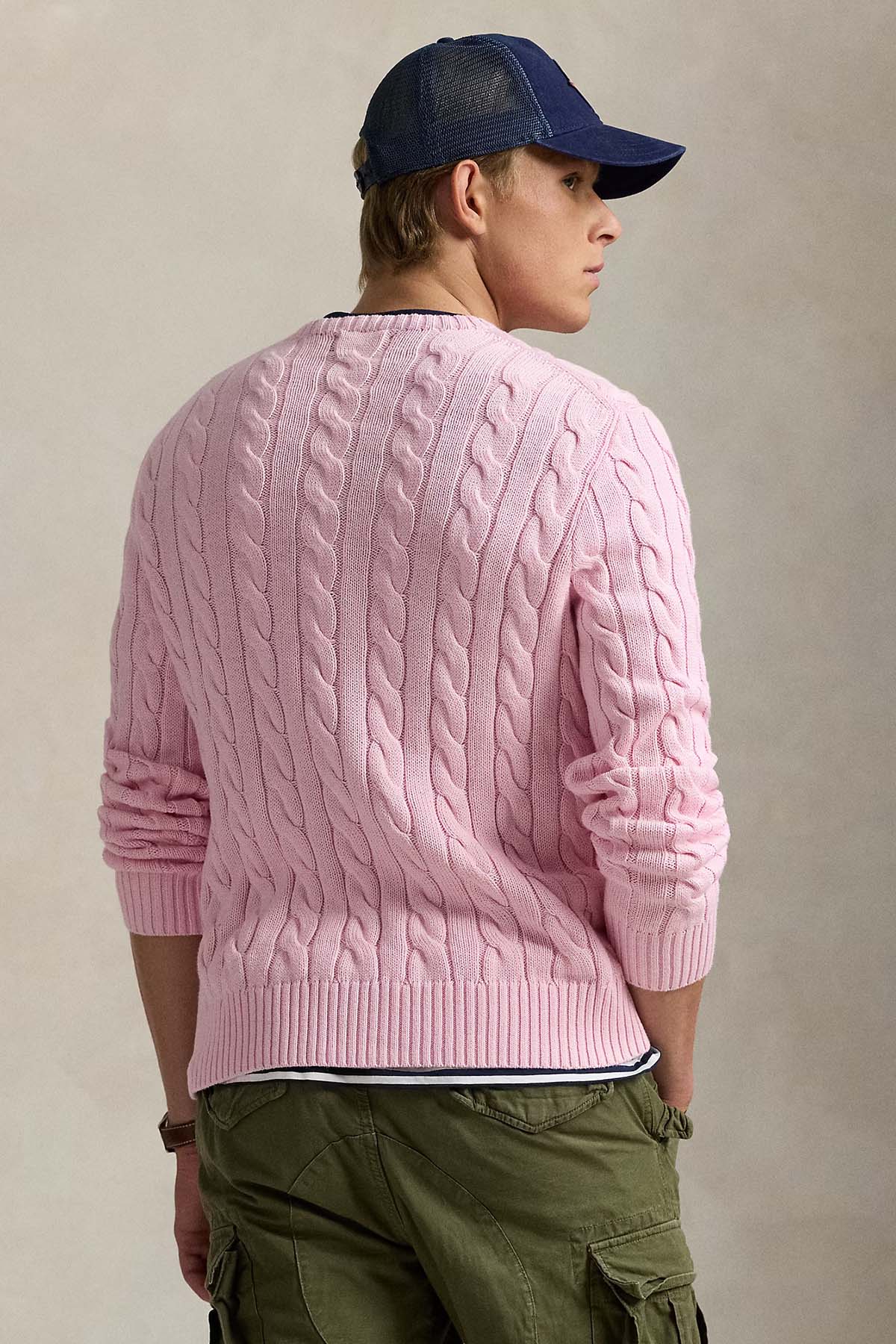 Polo Ralph Lauren Herren Strickpullover mit Zopfmuster Carmel Pink PINK Bild 3