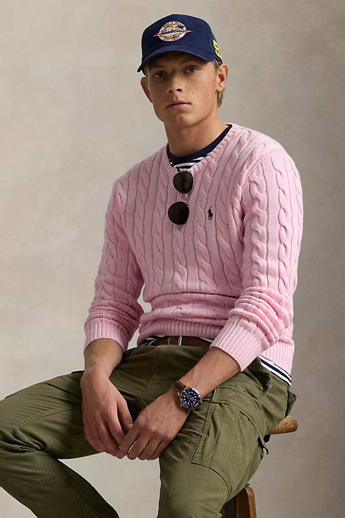 Polo Ralph Lauren Herren Strickpullover mit Zopfmuster Carmel Pink PINK Bild 4