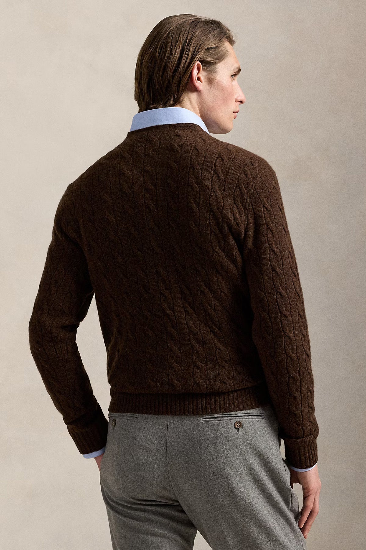 Polo Ralph Lauren Herren Strickpullover mit Zopfmuster Cacao Brown Heather CACAO BROWN HEATHER Bild 3