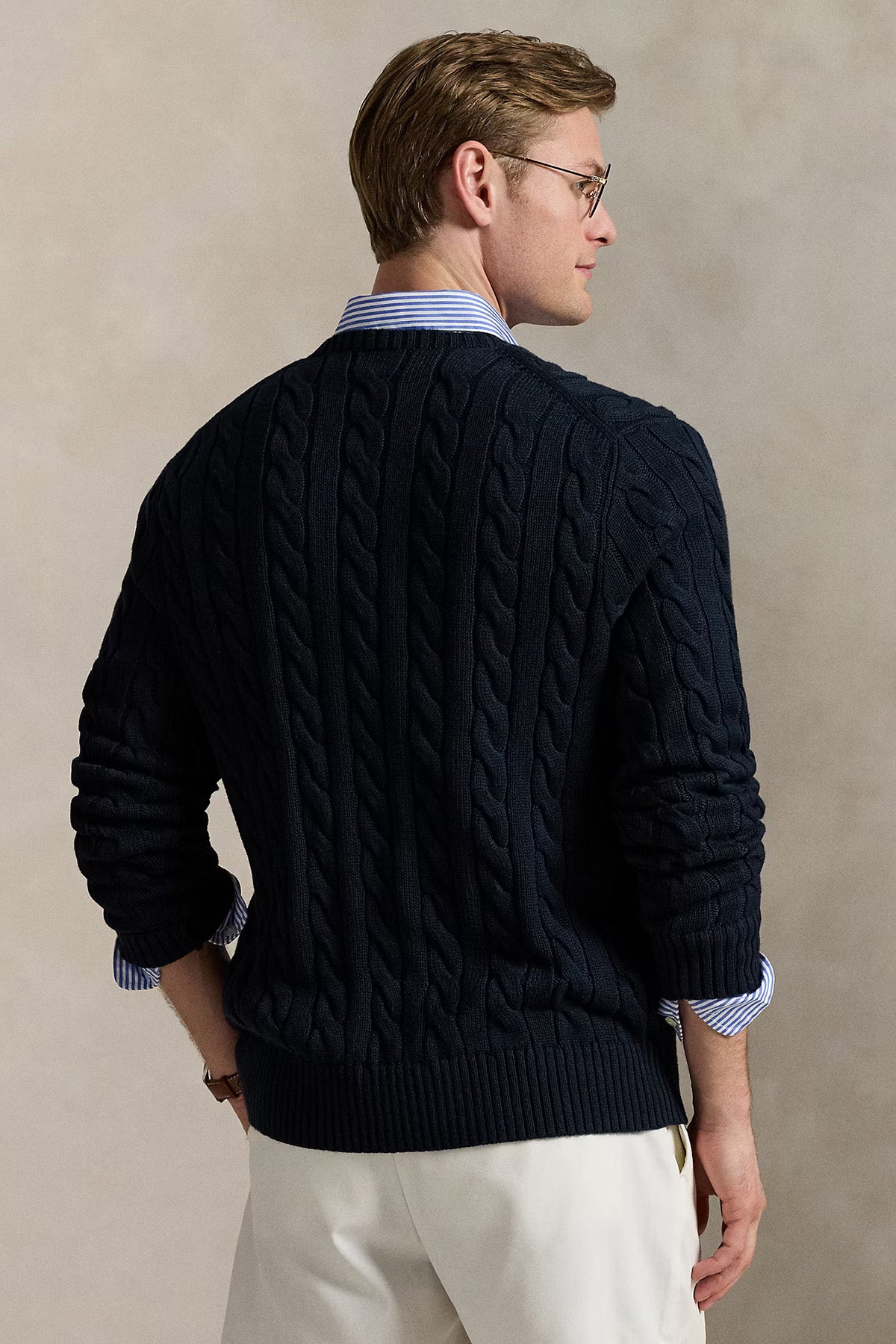 Polo Ralph Lauren Herren Strickpullover mit Zopfmuster Hunter Navy HUNTER NAVY Bild 3