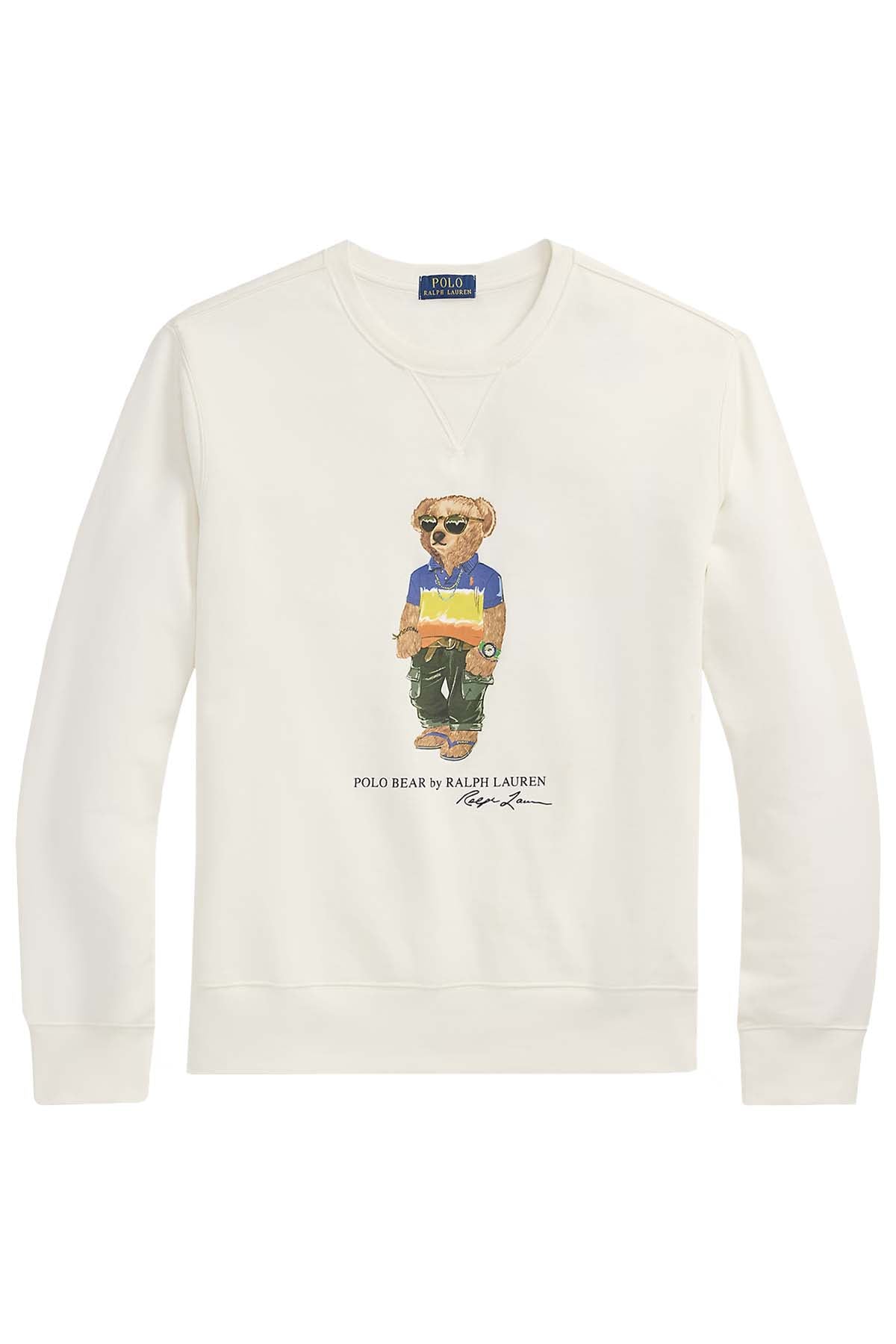 Polo Ralph Lauren Herren Sweatshirt Nevis Beach Shop Bear WEISS Bild 1
