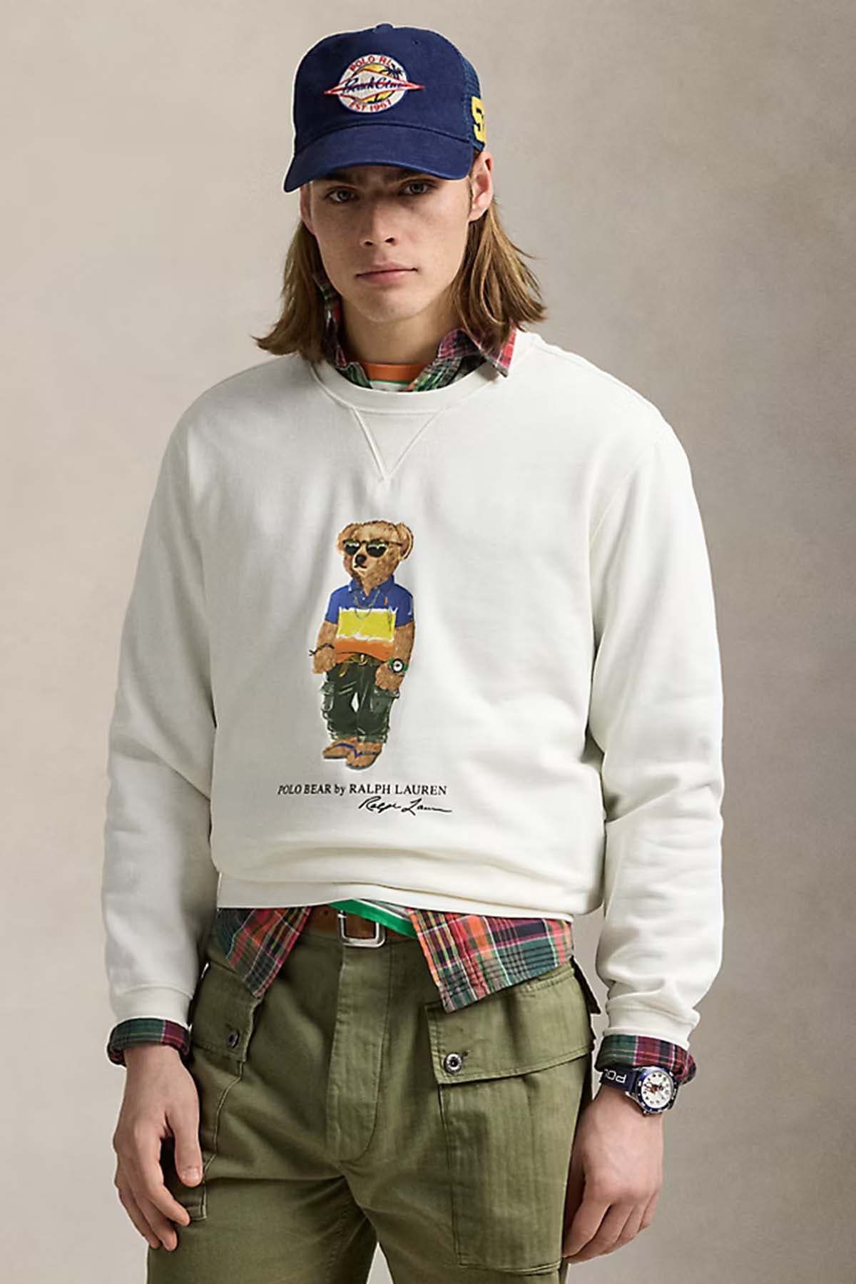 Polo Ralph Lauren Herren Sweatshirt Nevis Beach Shop Bear WEISS Bild 2
