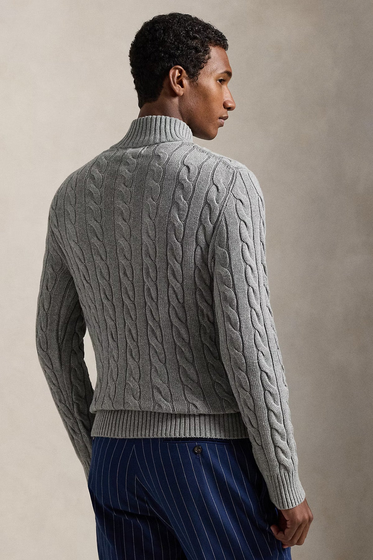 Polo Ralph Lauren Herren Troyerpullover mit Zopfmuster Fawn Grey Heather FAWN GREY HEATHER Bild 3