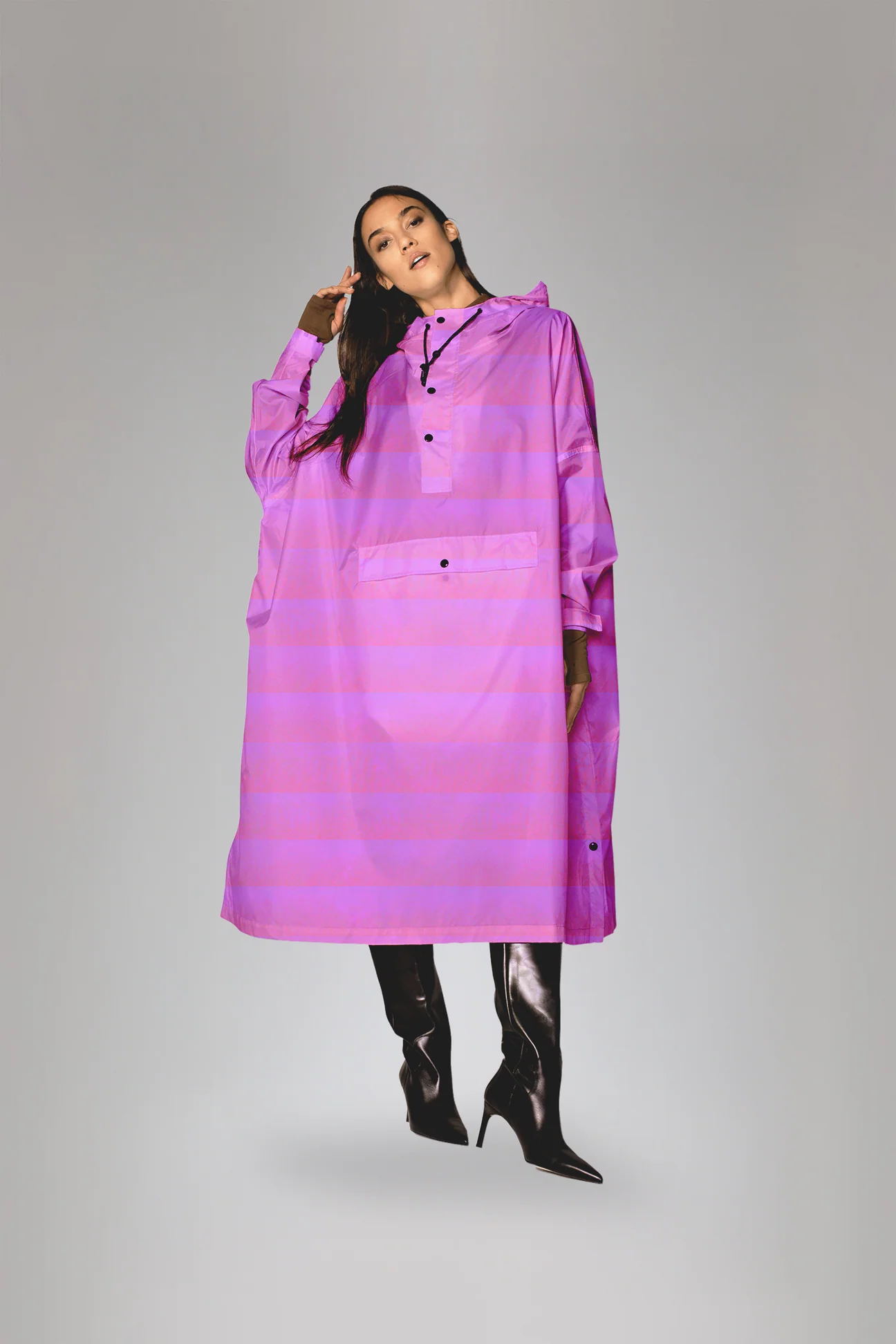 Rainkiss Unisex Regenponcho Seeing Stripes Lila LILA Bild 1