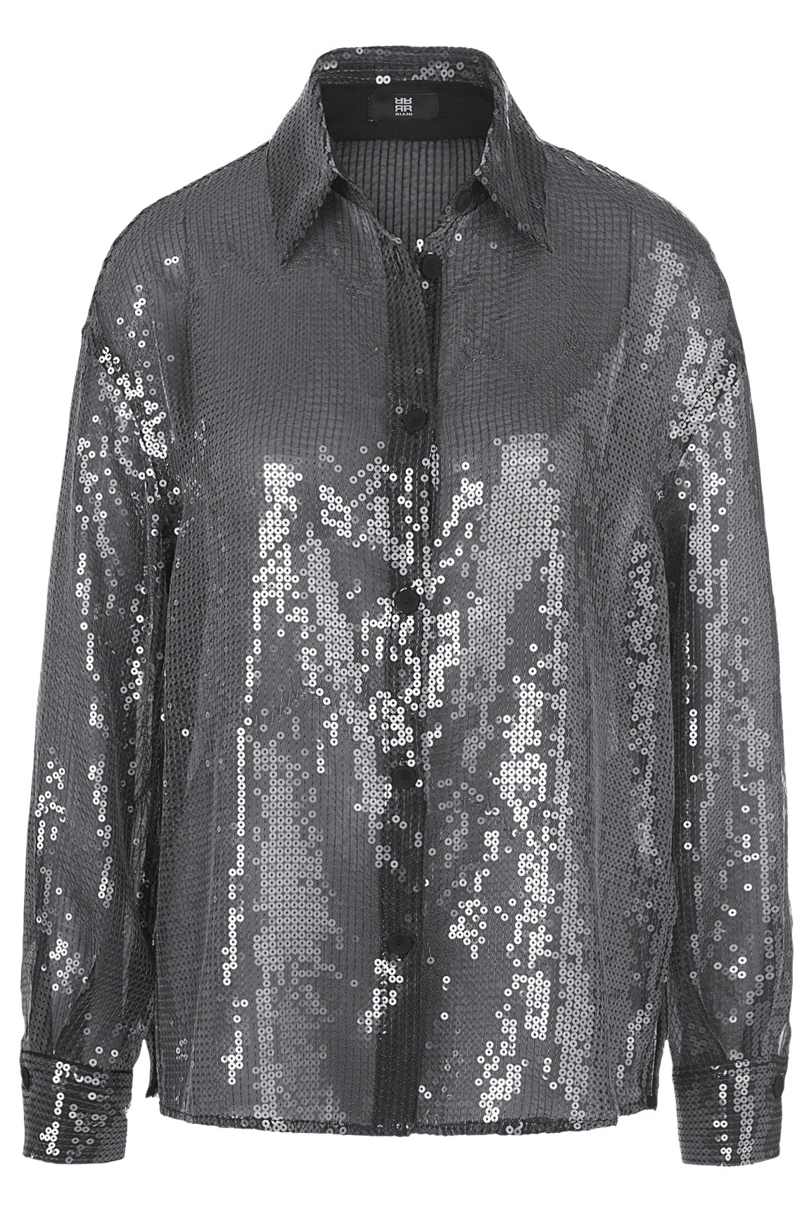 Riani Damen Bluse aus semitransparentem Pailettensstoff Titan GRAU Bild 1