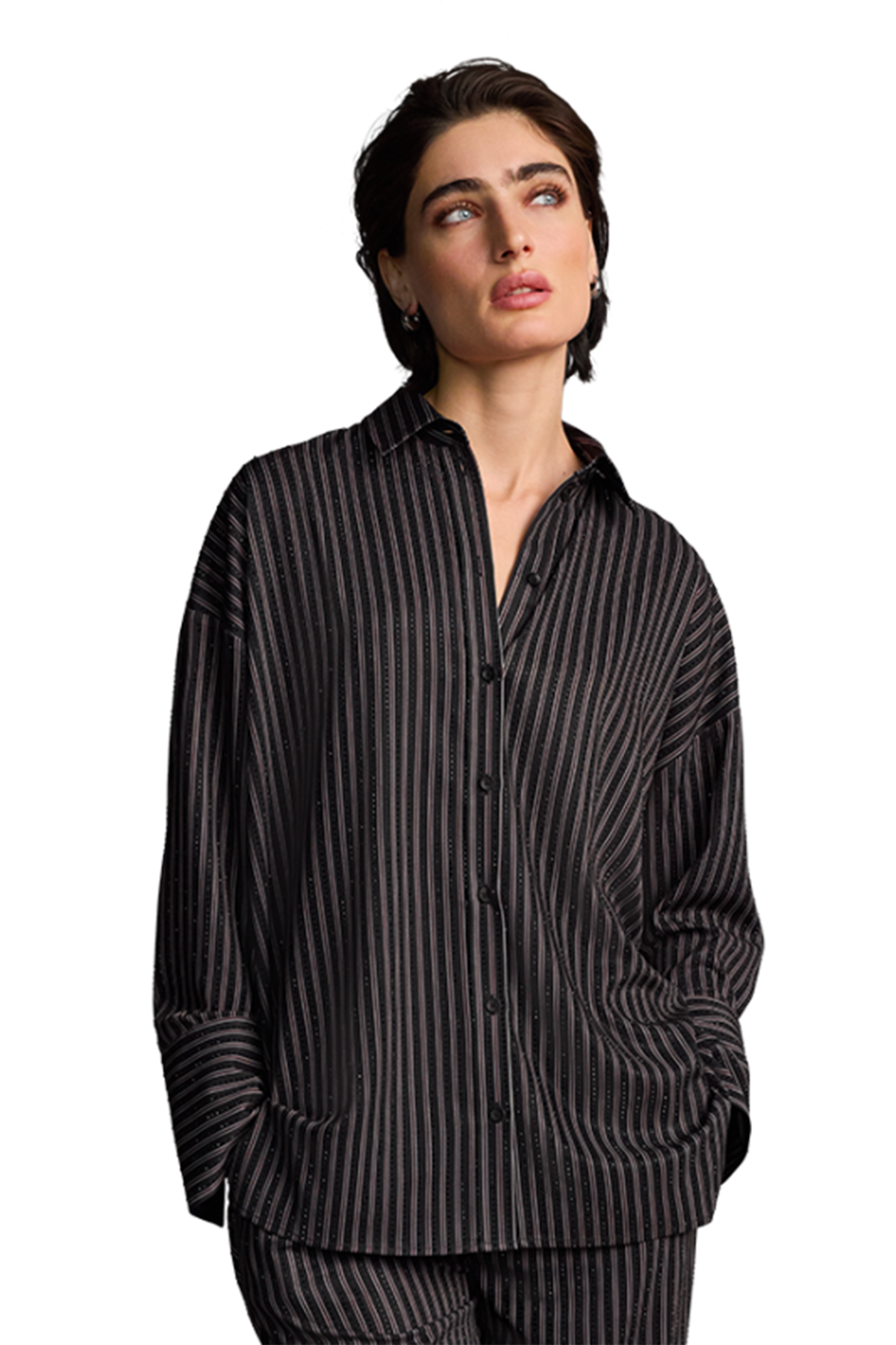 Riani Damen Oversize-Bluse mit Streifen Schwarz 987-black patterned Bild 2