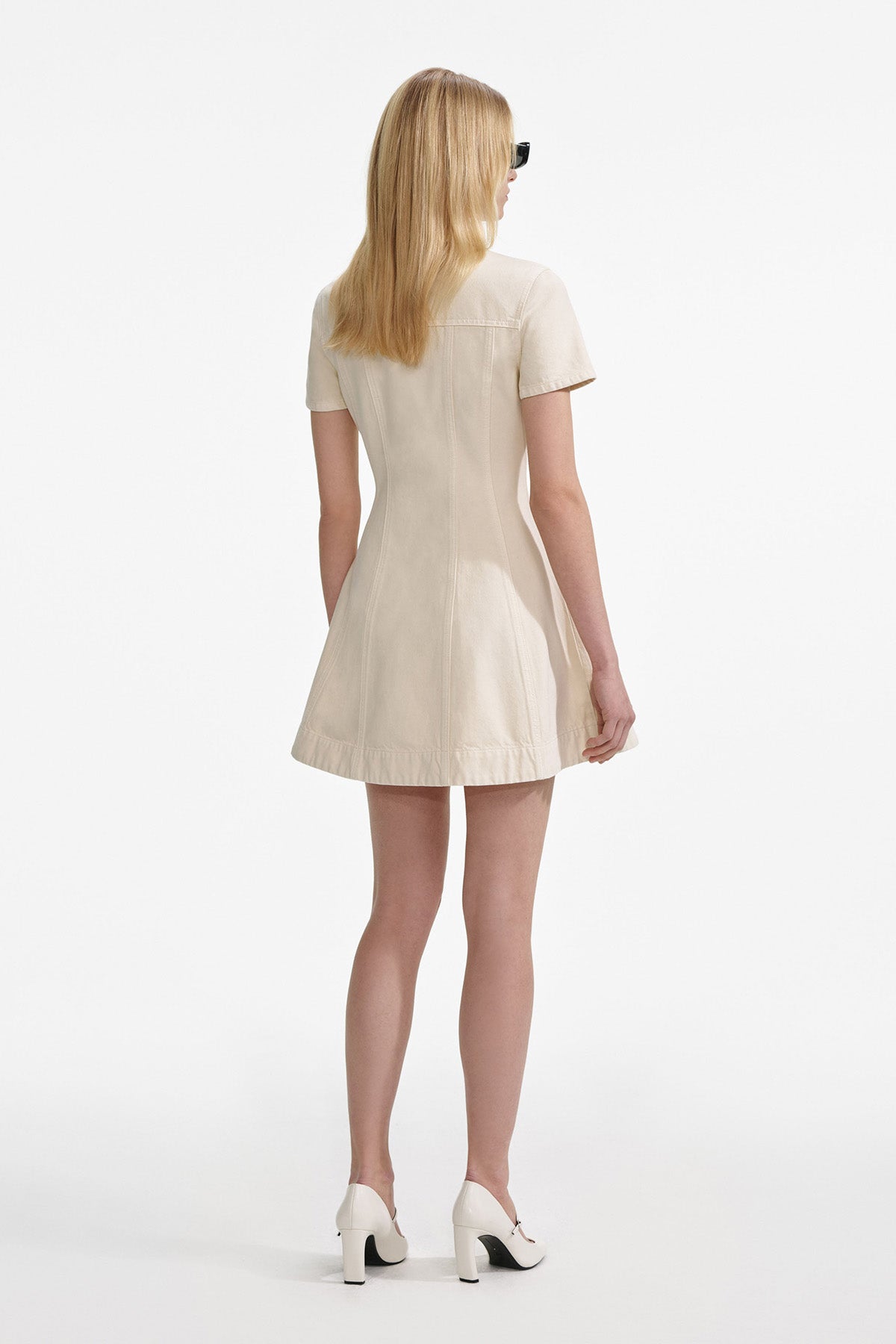 self-portrait CREAM COLLARED DENIM MINI DRESS CREAM CREAM Bild 3