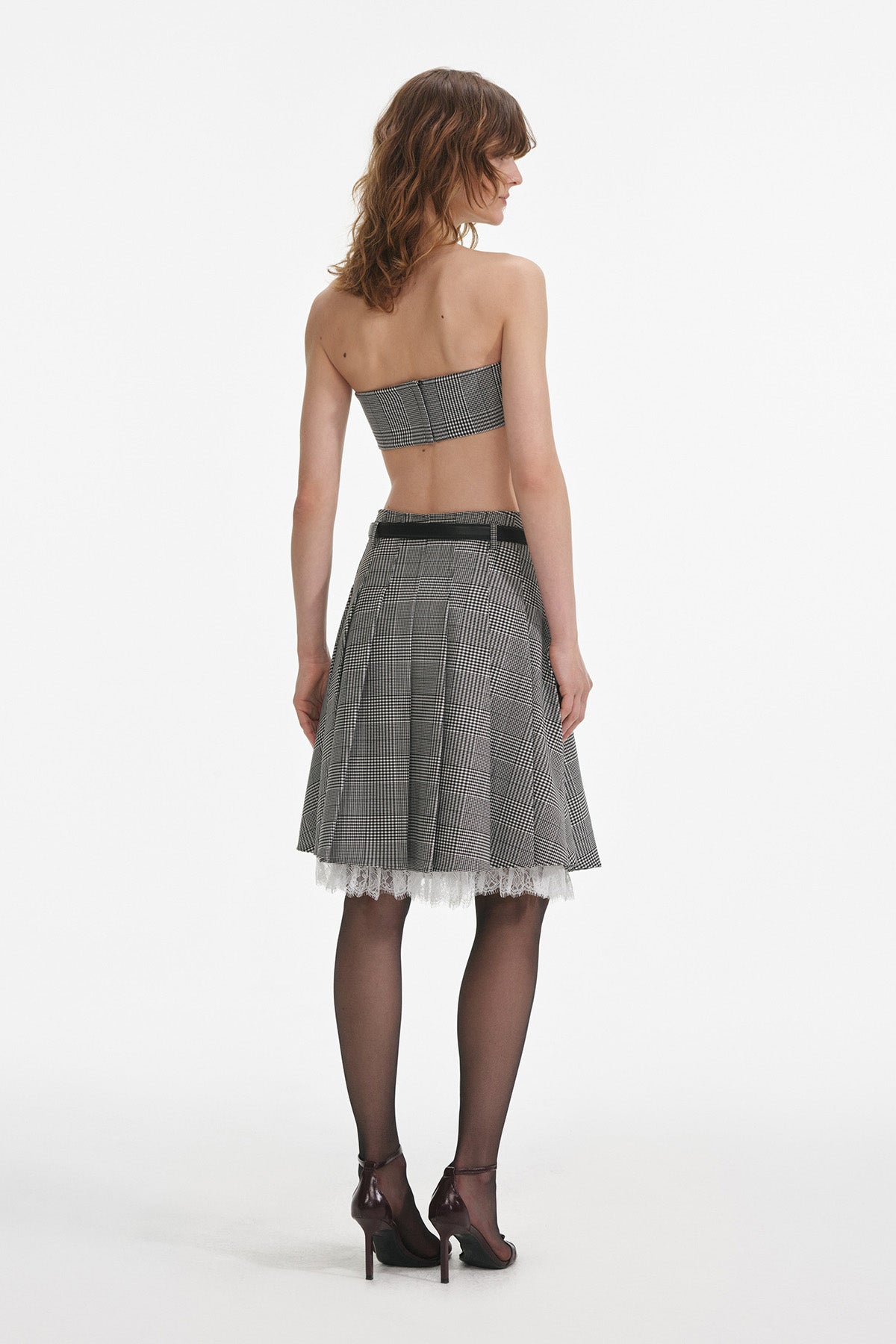self-portrait Damen Midirock mit Karomuster Schwarz/Weiss BLACK AND WHITE Bild 3