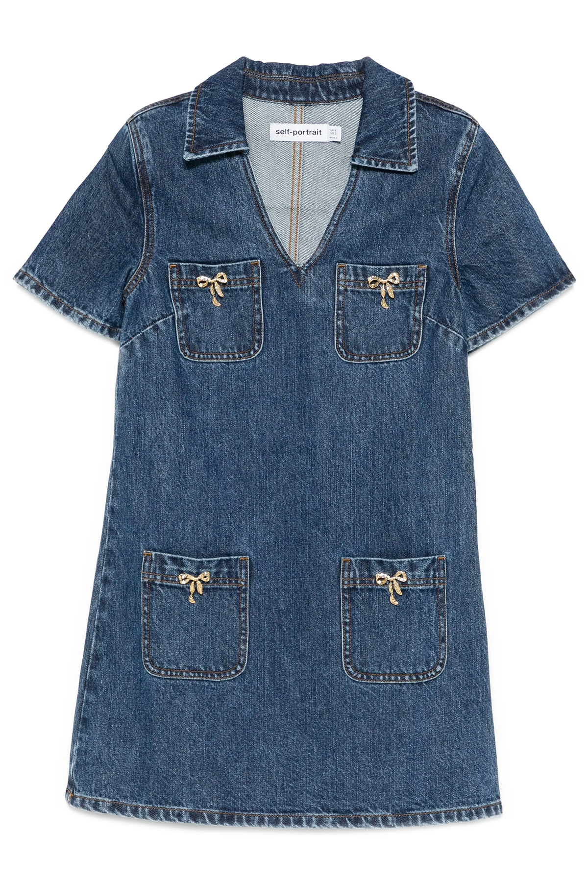 self-portrait DENIM CRYSTAL BOW MINI DRESS BLUE BLUE Bild 1