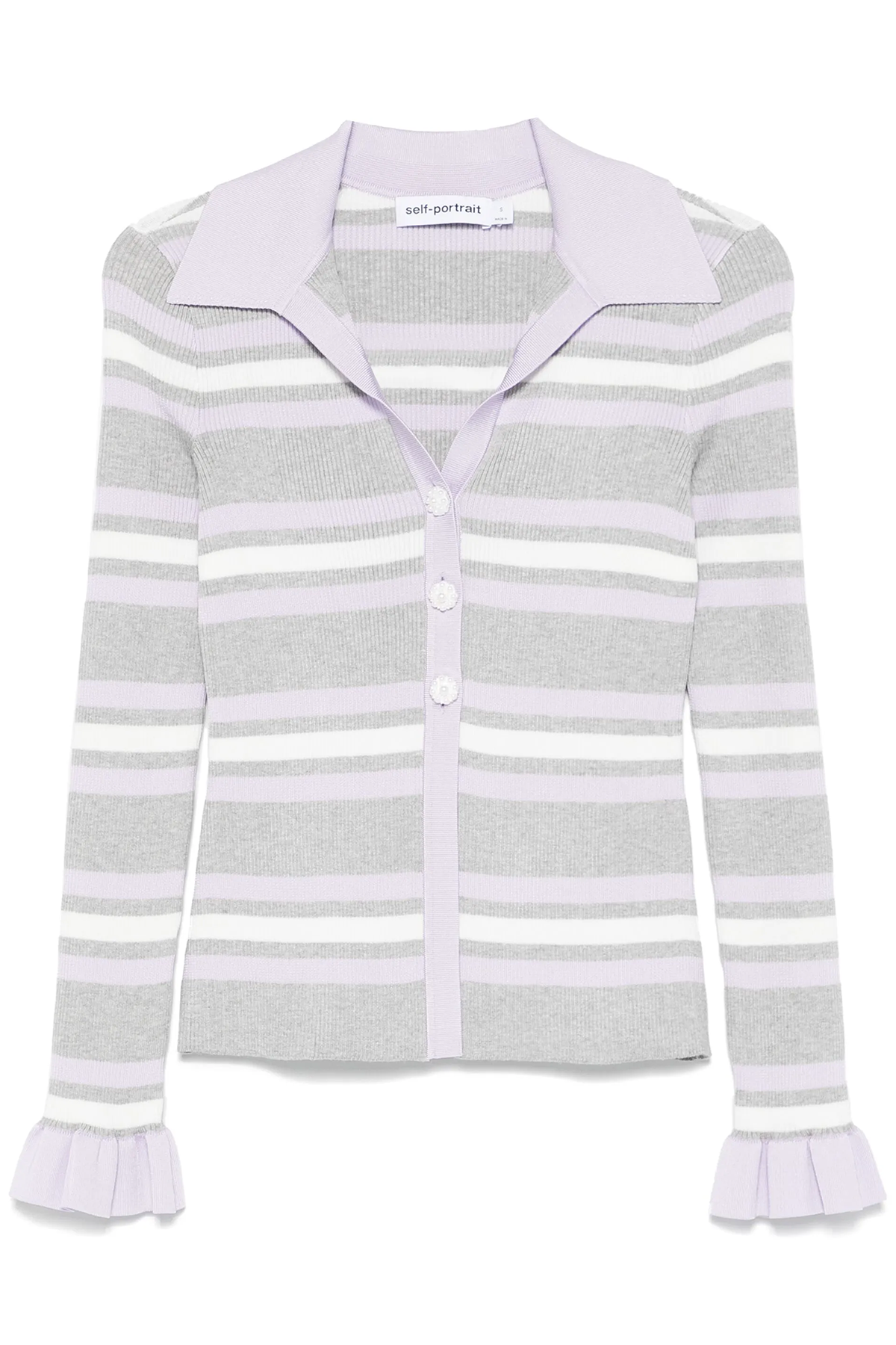 self-portrait GREY STRIPE RIB KNIT TOP GREY GREY Bild 1