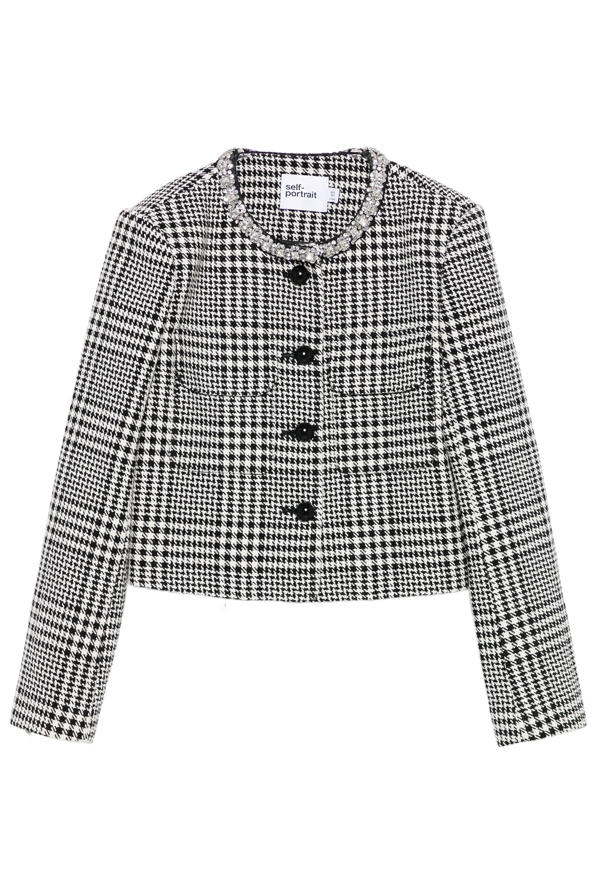 self-portrait HOUNDSTOOTH CRYSTAL TRIM JACKET BLACK AND WHITE BLACK AND WHITE Bild 1