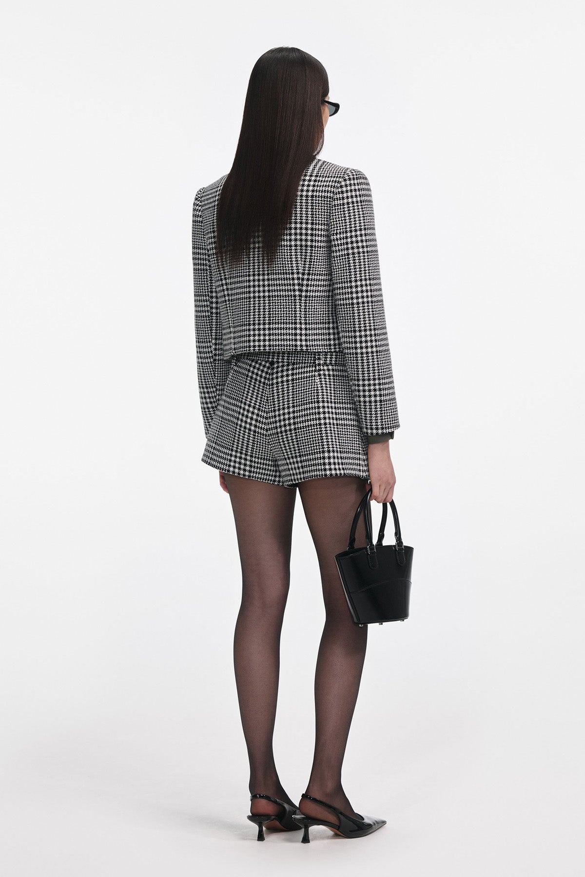 self-portrait HOUNDSTOOTH CRYSTAL TRIM JACKET BLACK AND WHITE BLACK AND WHITE Bild 4