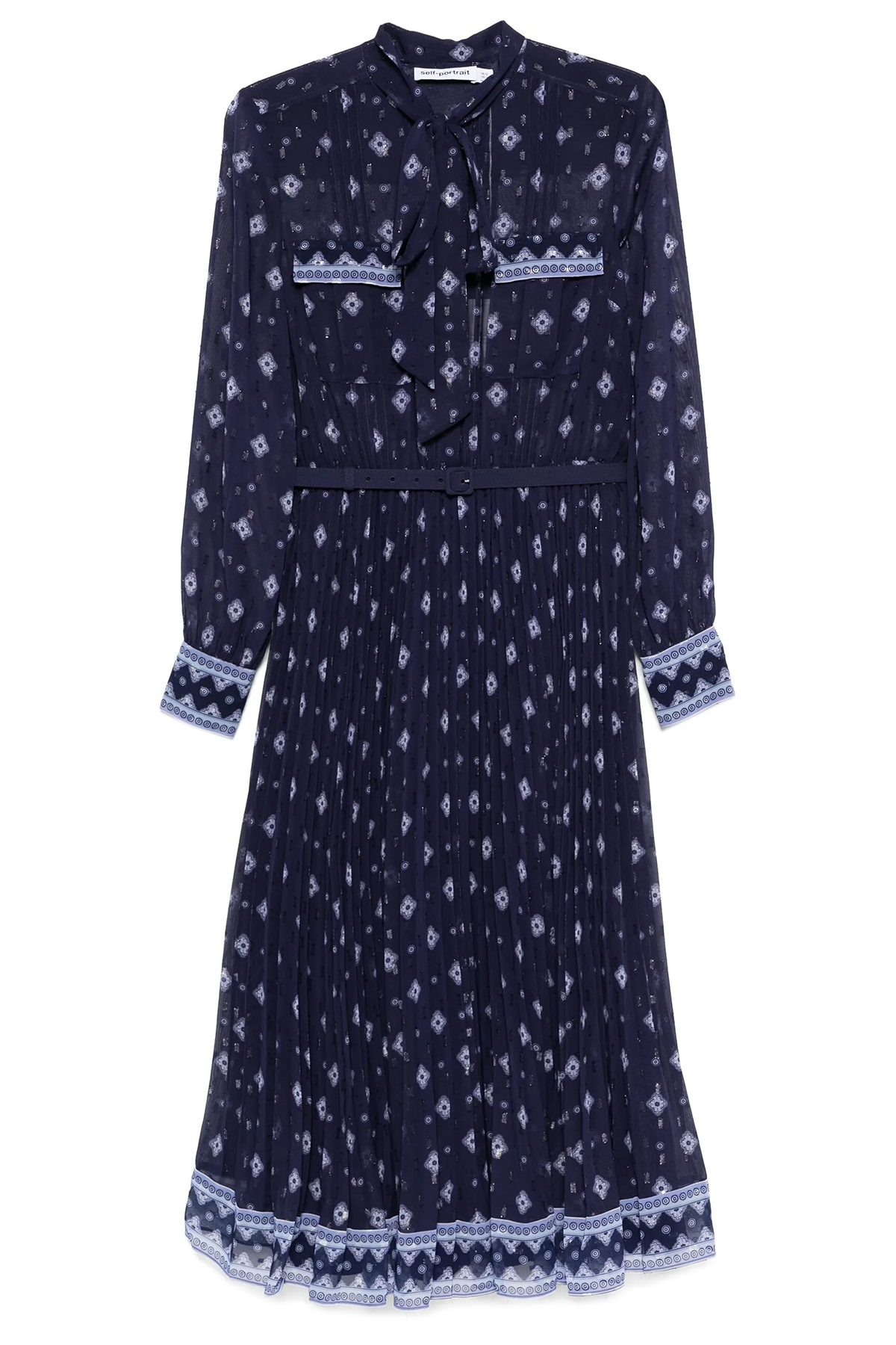 self-portrait NAVY PRINTED CHIFFON MIDI DRESS BLUE BLUE Bild 1