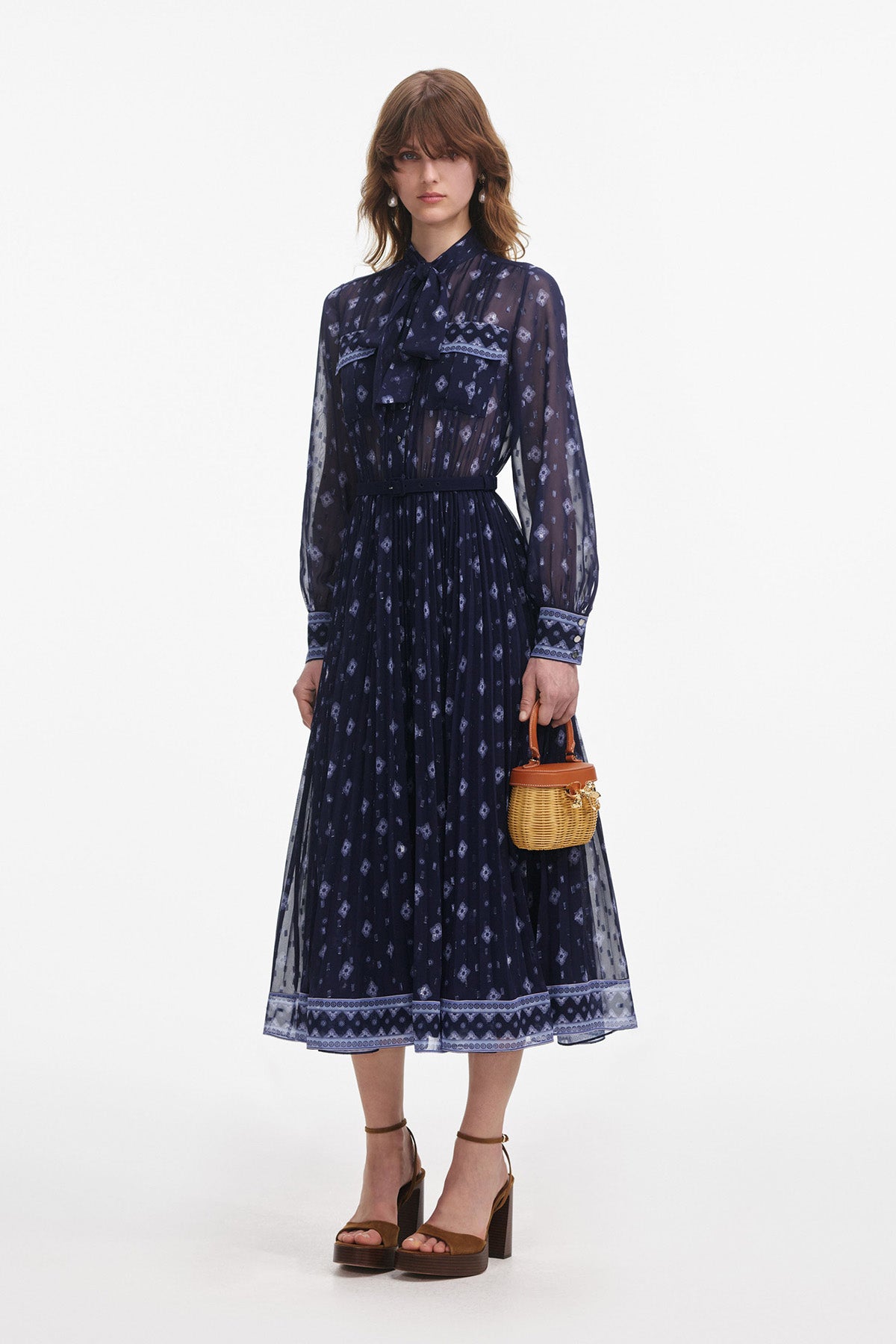 self-portrait NAVY PRINTED CHIFFON MIDI DRESS BLUE BLUE Bild 3