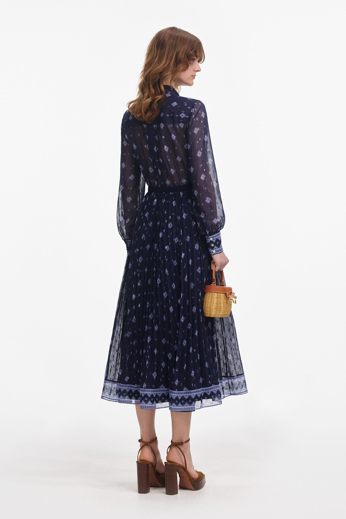 self-portrait NAVY PRINTED CHIFFON MIDI DRESS BLUE BLUE Bild 4