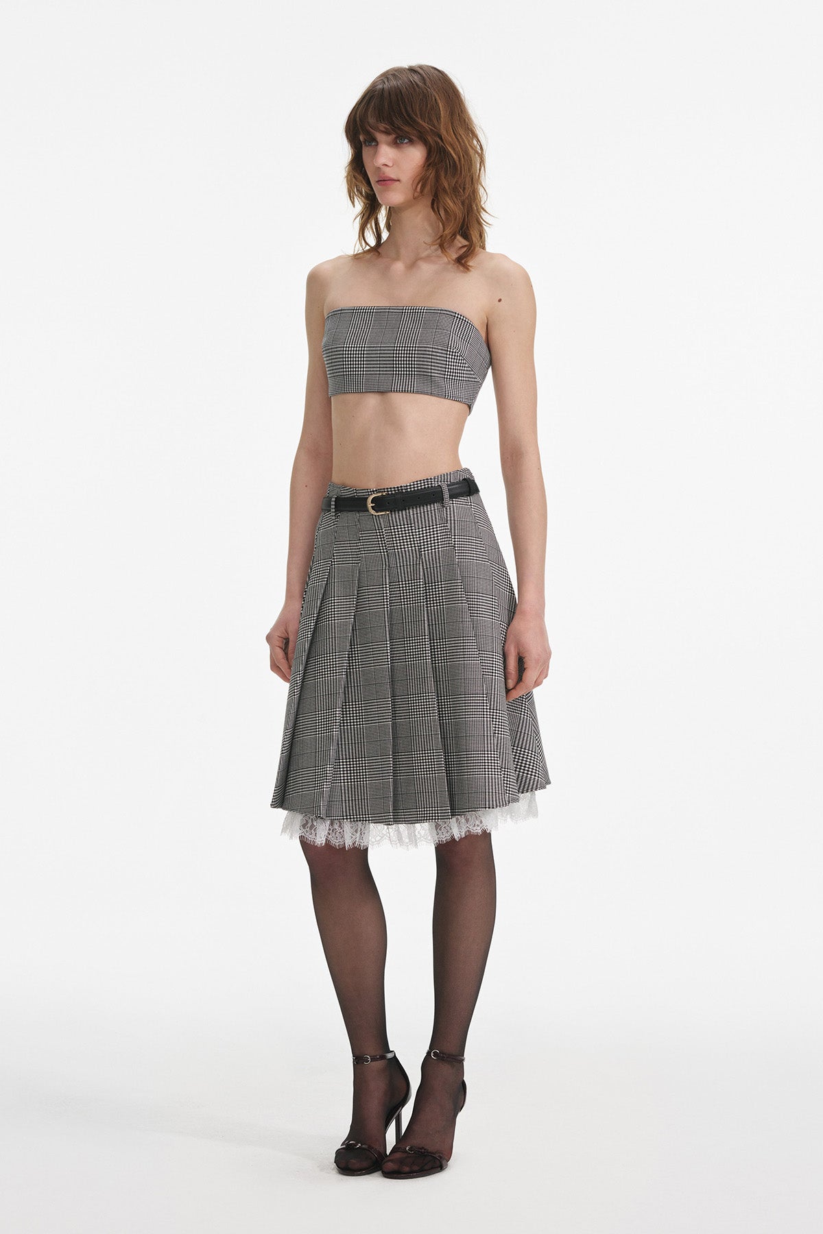 self-portrait PRINCE OF WALES CHECK PLEATED MIDI SKIRT BLACK AND WHITE BLACK AND WHITE Bild 2