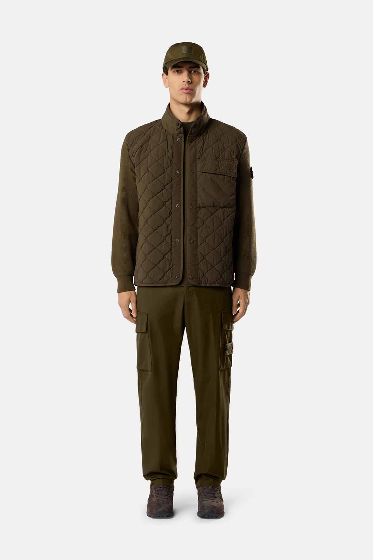 Stone Island gepolsterte Herren Strickjacke Ghost Militärgrün OLIVE Bild 2