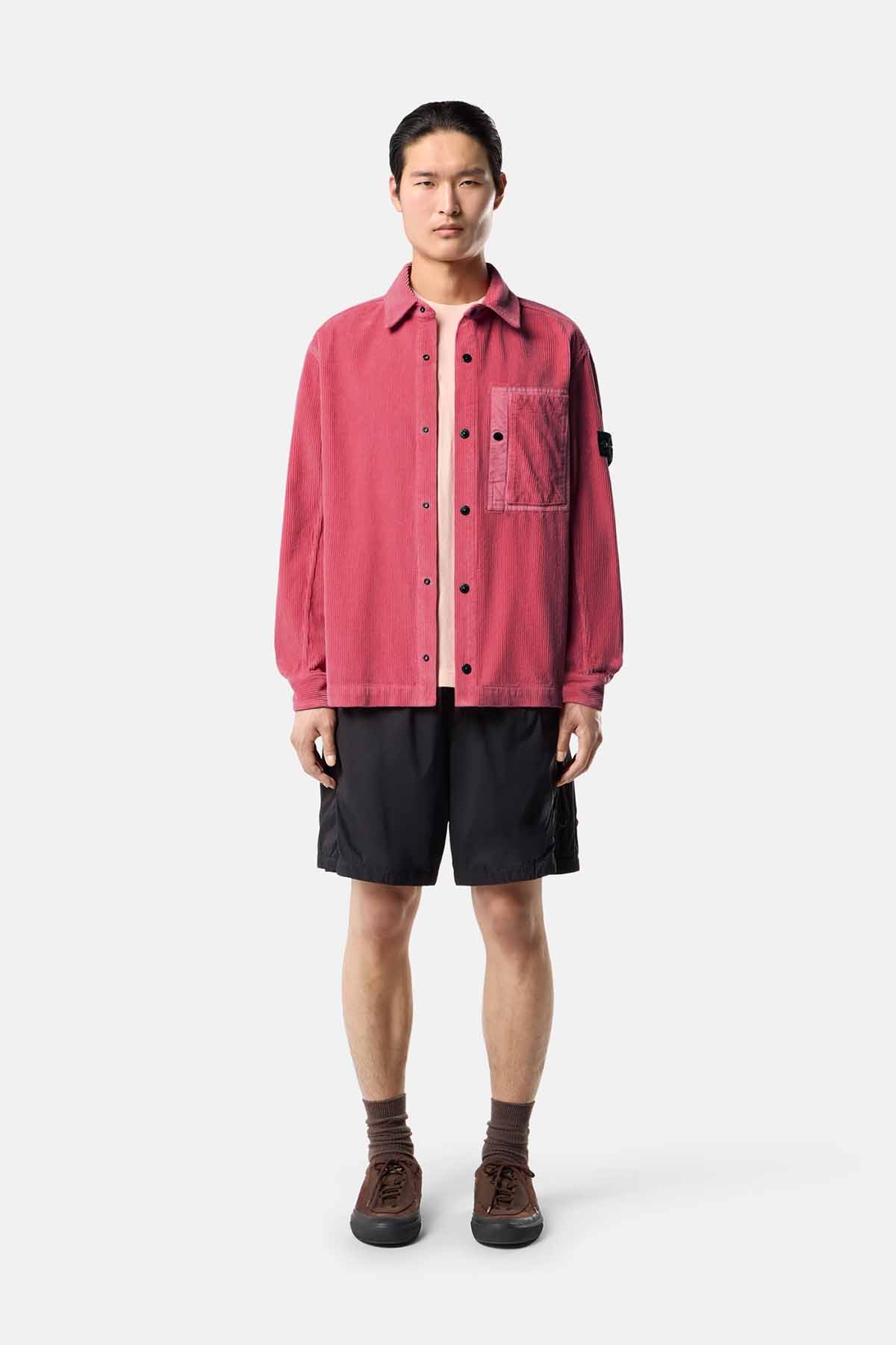 Stone Island Herren Cord-Overshirt Geranie PINK Bild 2