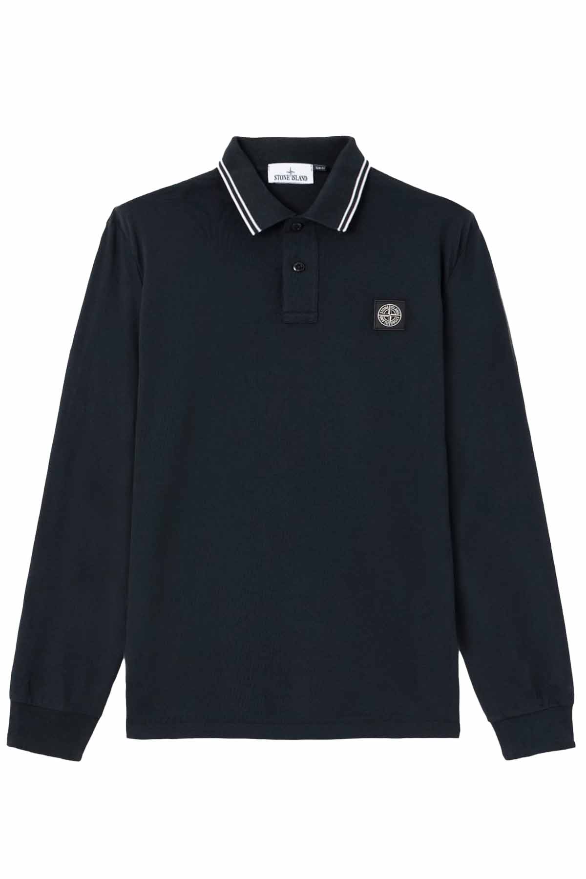 Stone Island Herren Langarm Poloshirt Meeresblau MARINE-BLAU Bild 1