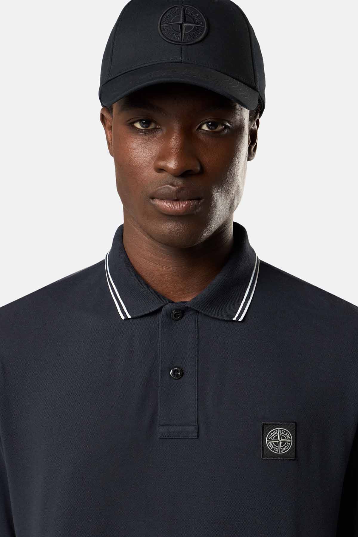 Stone Island Herren Langarm Poloshirt Meeresblau MARINE-BLAU Bild 2