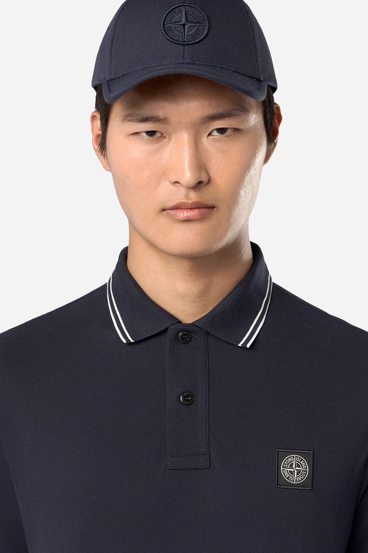 Stone Island Herren Langarm Poloshirt Navy v0020 Bild 4