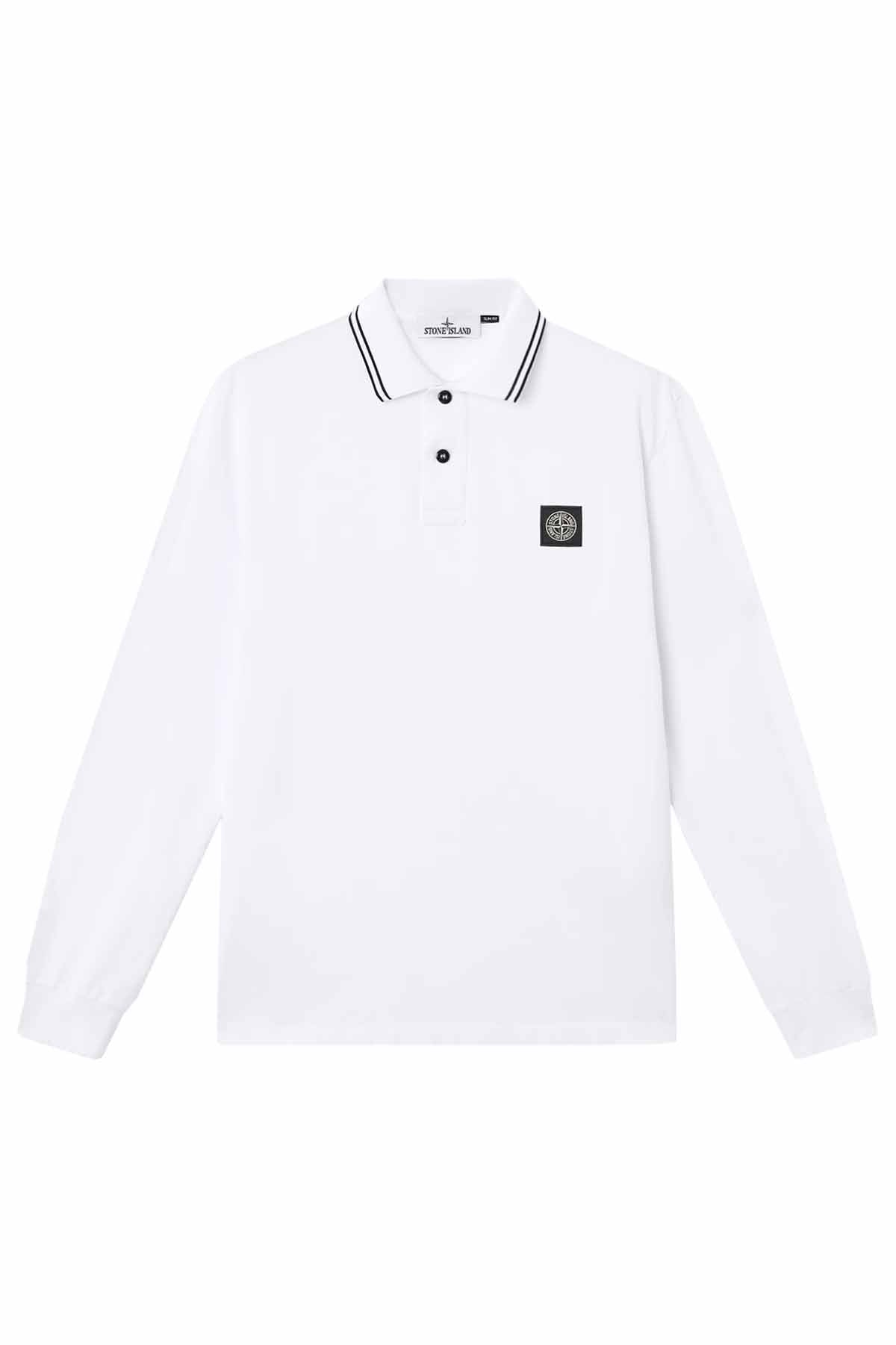 Stone Island Herren Langarm Poloshirt Weiss WEISS Bild 1