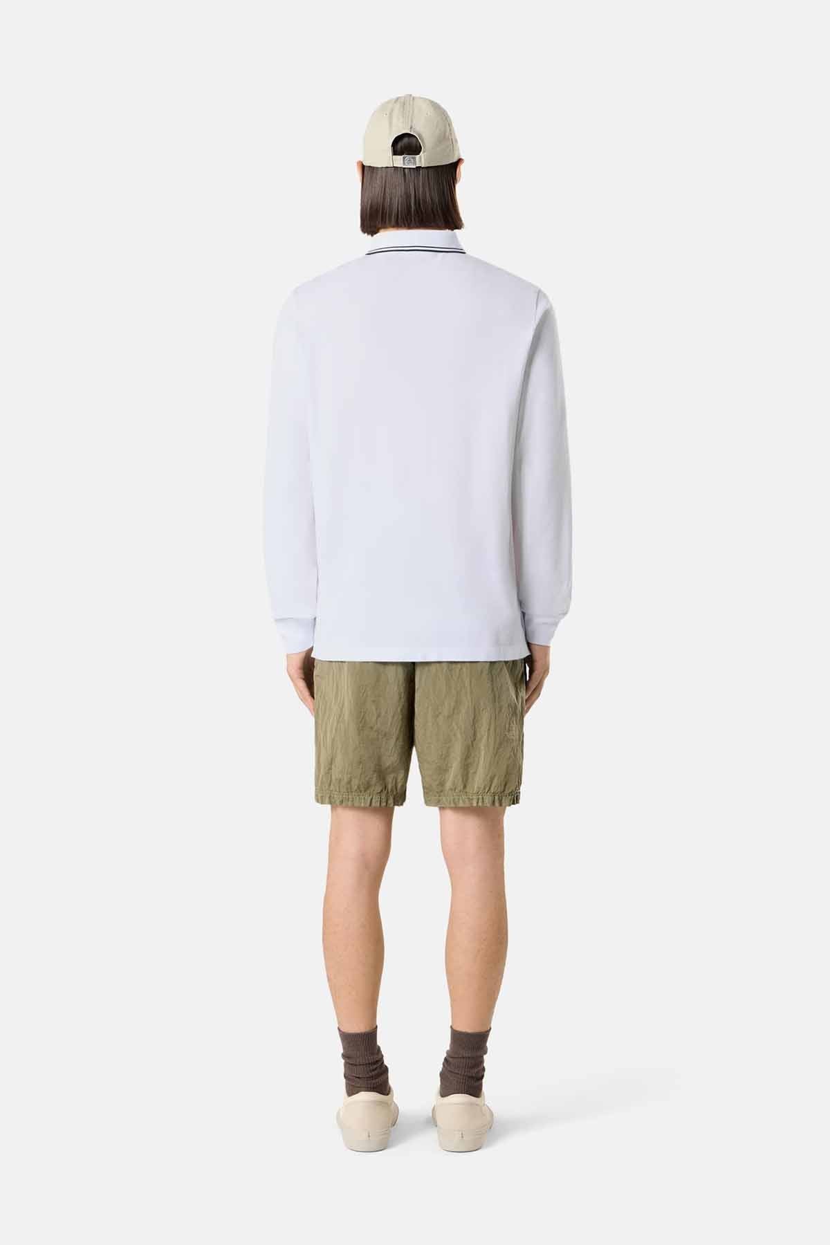 Stone Island Herren Langarm Poloshirt Weiss WEISS Bild 4