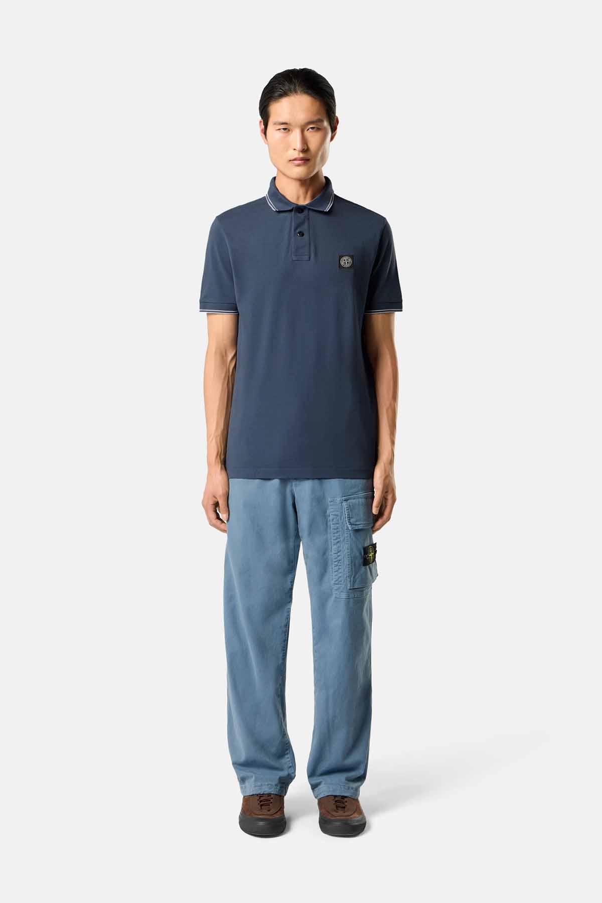 Stone Island Herren Pique-Poloshirt Schieferblau BLAU Bild 2