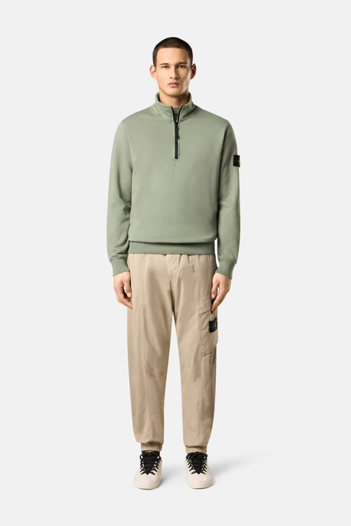 Stone Island Herren Sweatshirt mit Troyerkragen Salbeigrün HELLGRÜN Bild 2