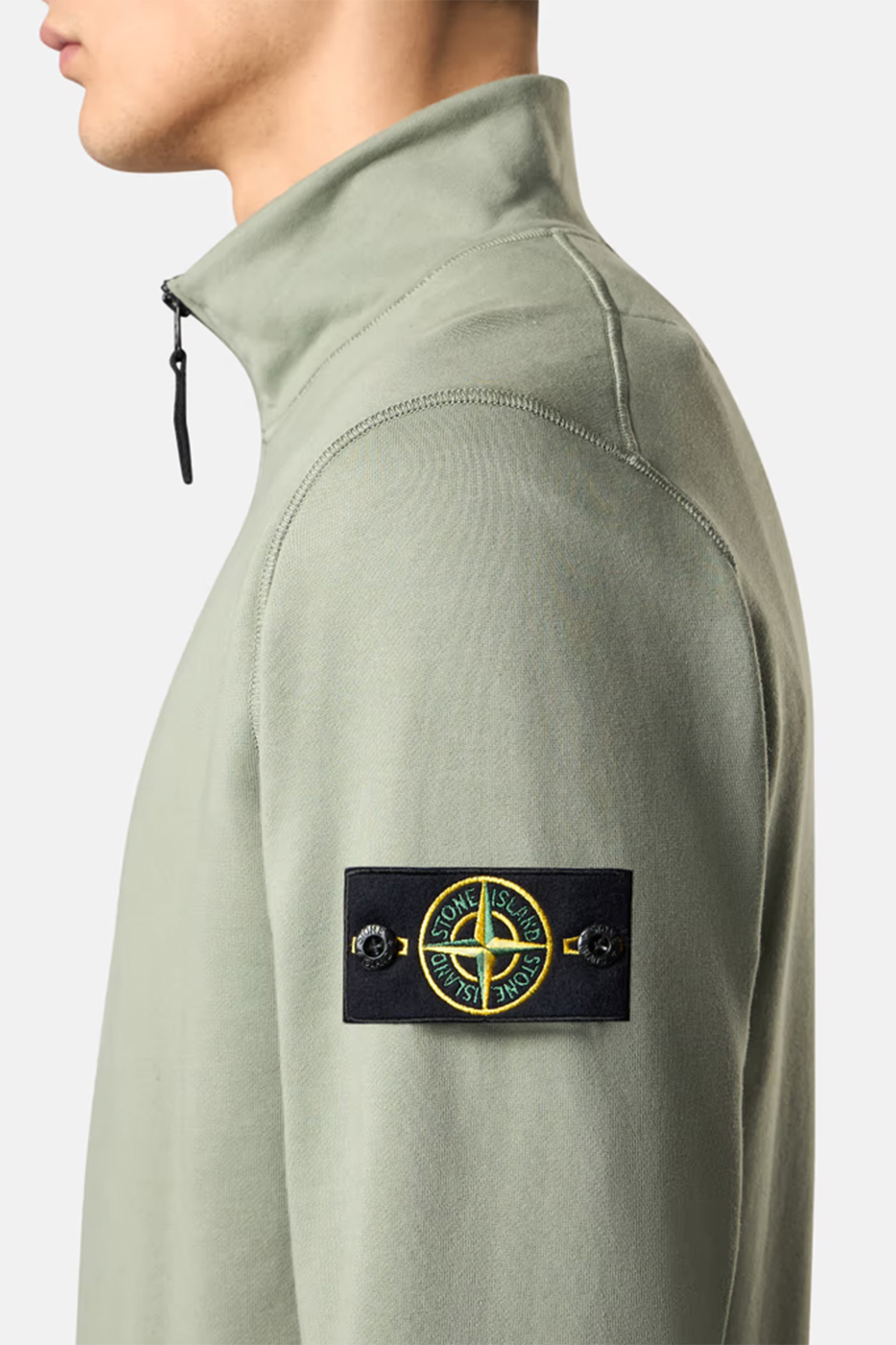 Stone Island Herren Sweatshirt mit Troyerkragen Salbeigrün HELLGRÜN Bild 4