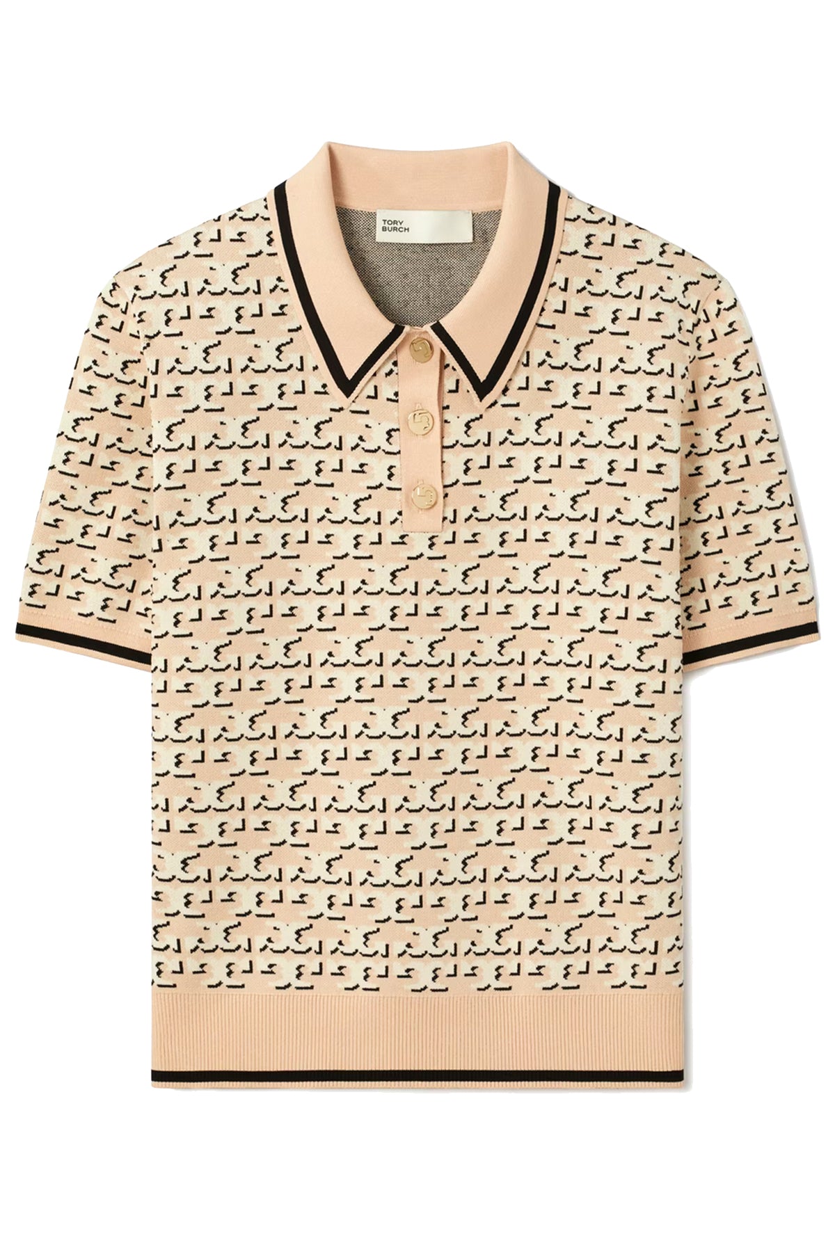 Tory Burch Damen Logo Jacquard Polo Shirt Apricot Blush BEIGE Bild 1