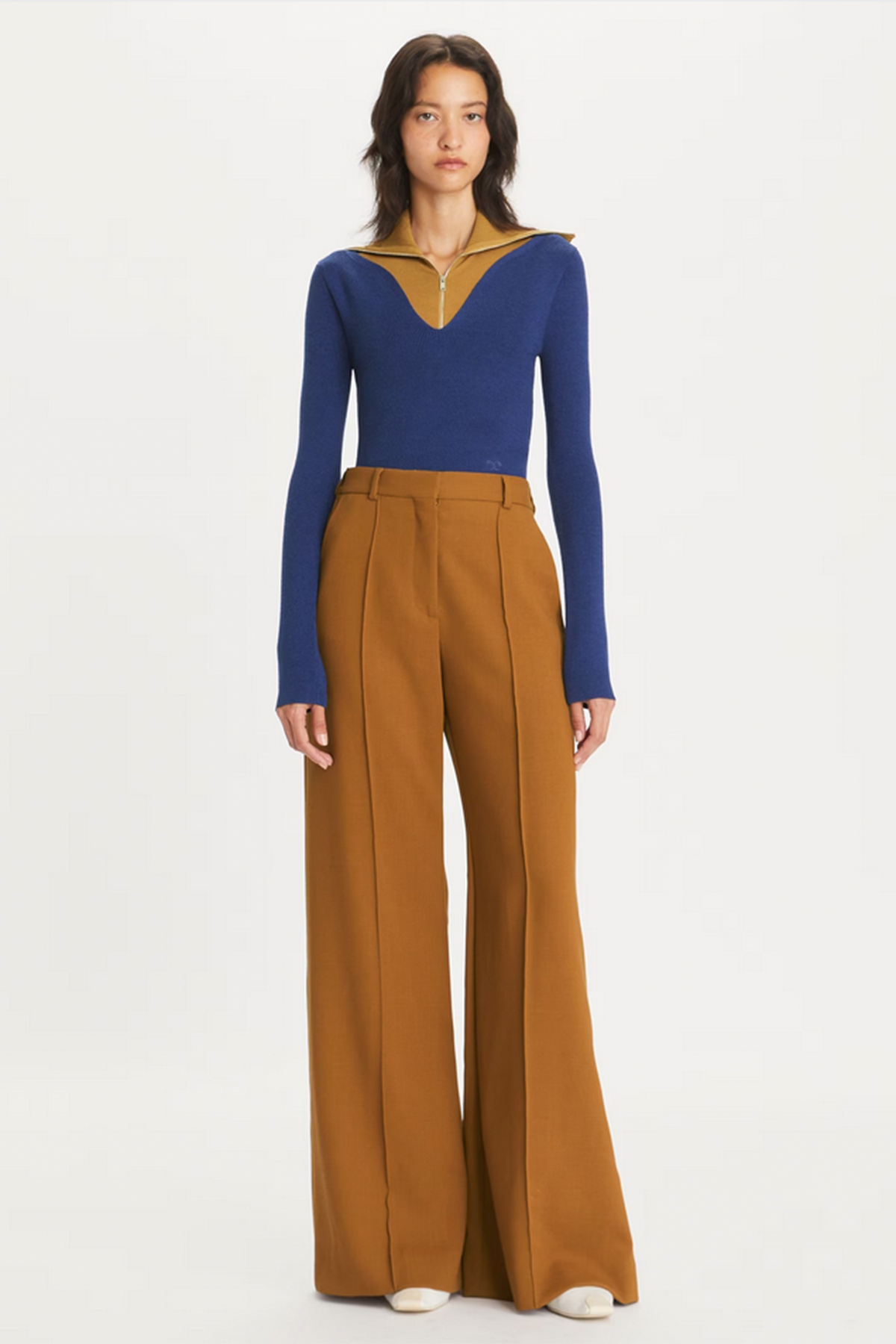 Tory Burch weite Damen Wollhose Haselnuss BRAUN Bild 2
