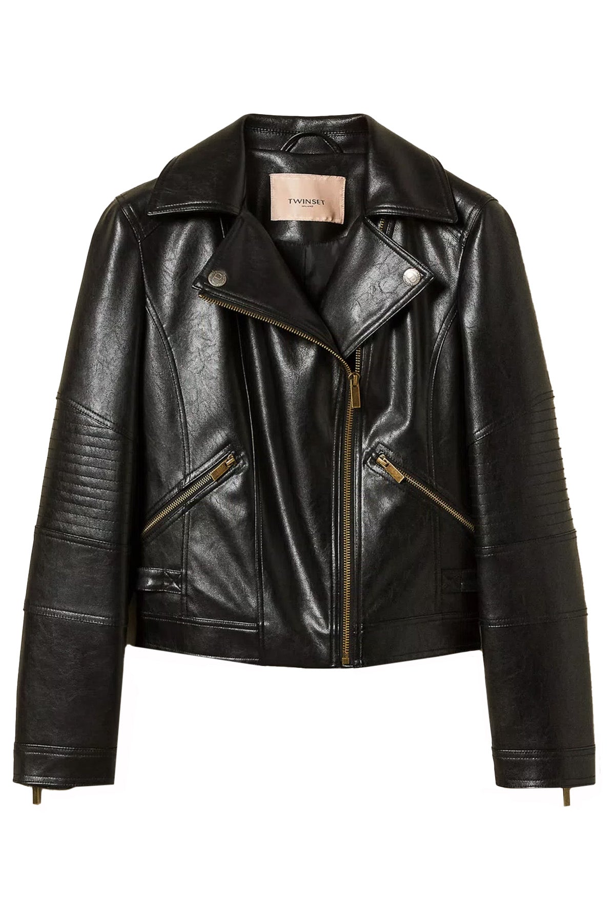 Twin Set Damen Bikerjacke aus Lederimitat, Schwarz 00006-NERO Bild 1