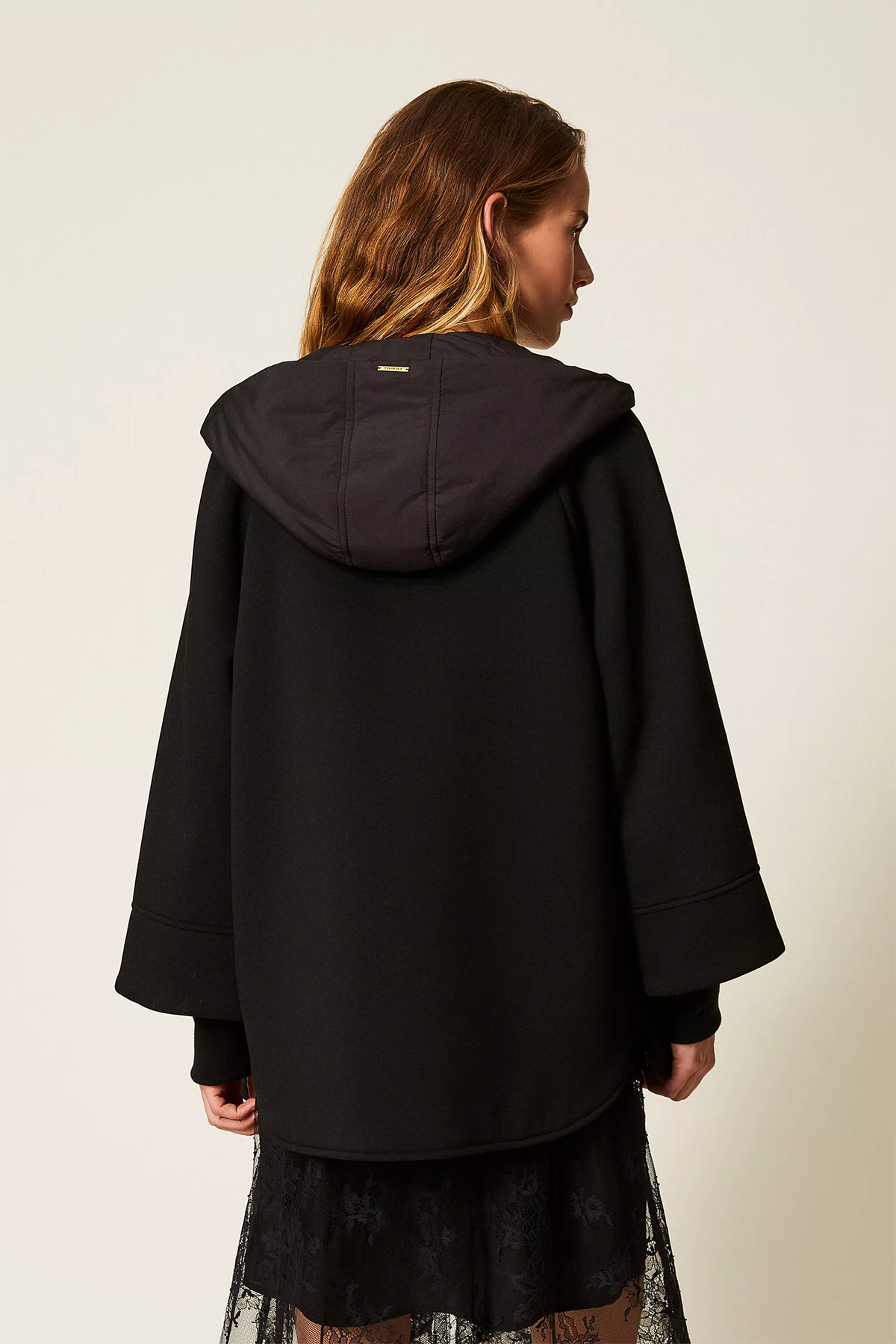 Twin Set Damen Cabanjacke aus Scuba und Nylon, Schwarz 00006-NERO Bild 5