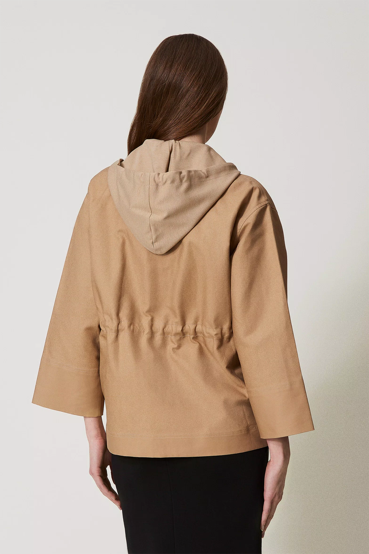 Twin Set Damen Cabanjacke mit Tunnelzugkapuze, Beige 12145 Bild 4